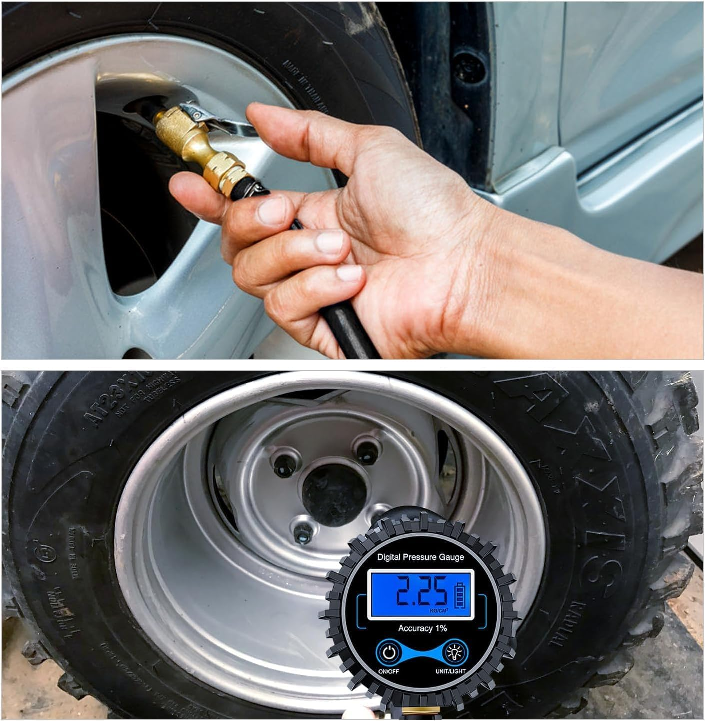 KEWAYO Digital Tyre Inflator with Pressure Gauge, 0.1 Display Resolution 200 PSI Air Chuck and Compressor Accessories Heavy Duty with Rubber Hose and Quick Connect Coupler, for Car Truck image number 1