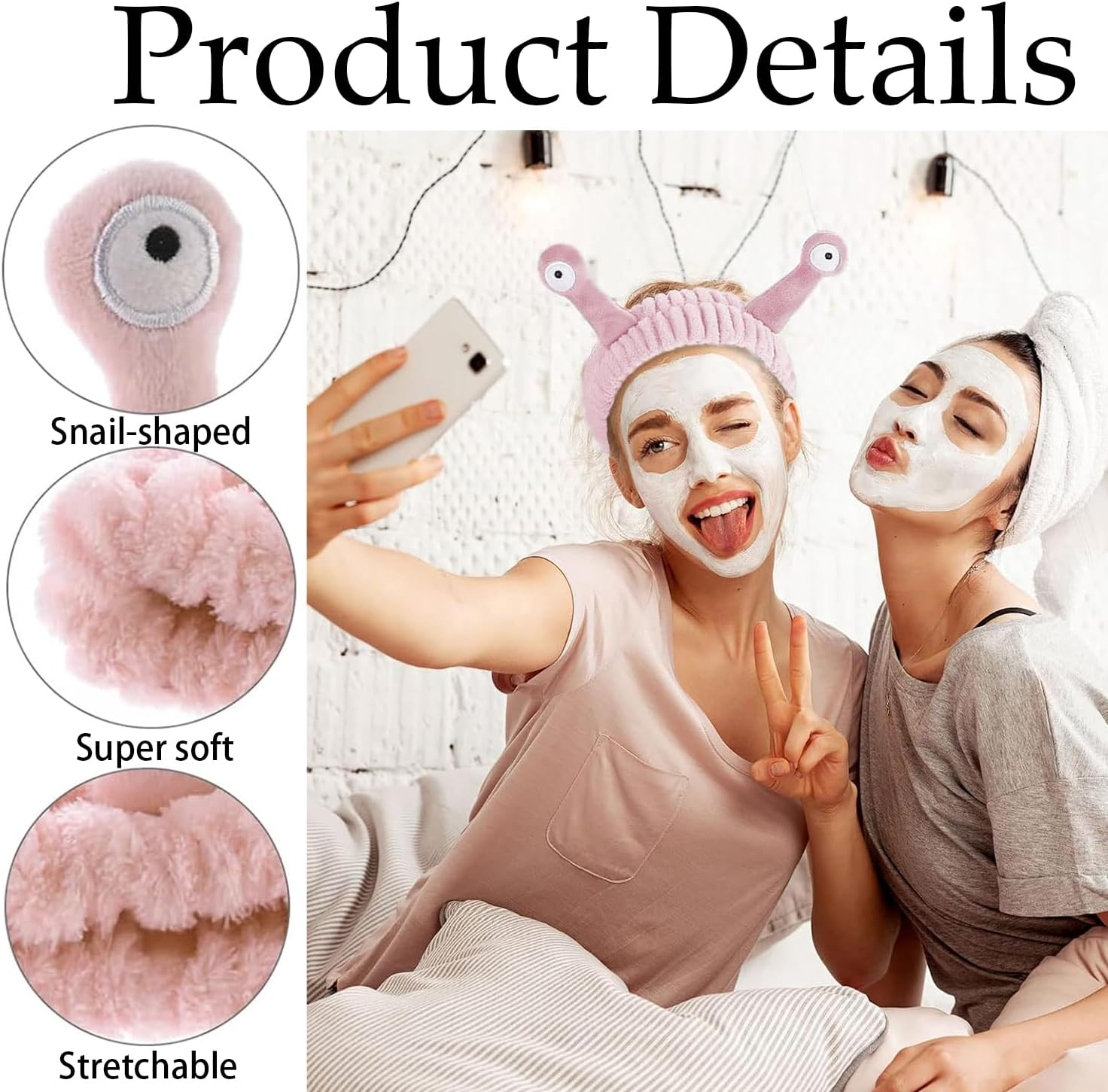 Face Wash Headband Face Makeup Women Cartoon Cute Coral Fleece Elastic for Women and Girls (Pink)