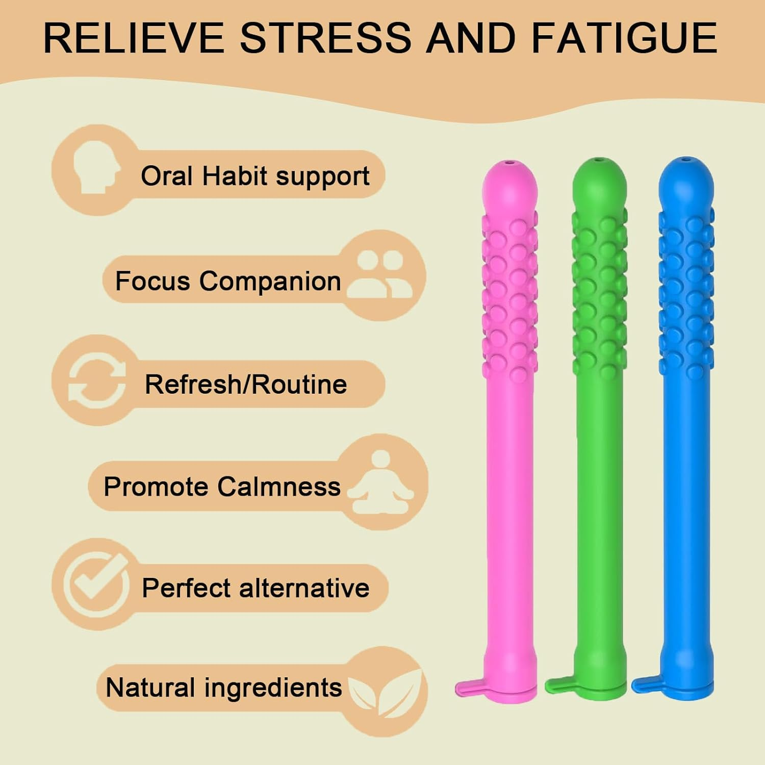 Chewable Essential Oil Breath Stick, 3PCS Chewable Breather Stick for Fresh Breath, Portable Breath Freshener with Replacement Cores and Storage Box, Improving Your Habits of Biting Pen and Smoking image number 5