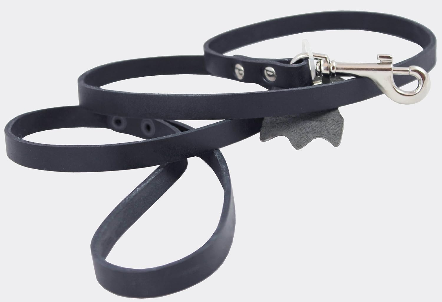 Genuine Leather Classic Dog Leash Black 1/2" Wide 4 Ft, Boston Terrier, Poodle, Puppies image number 3