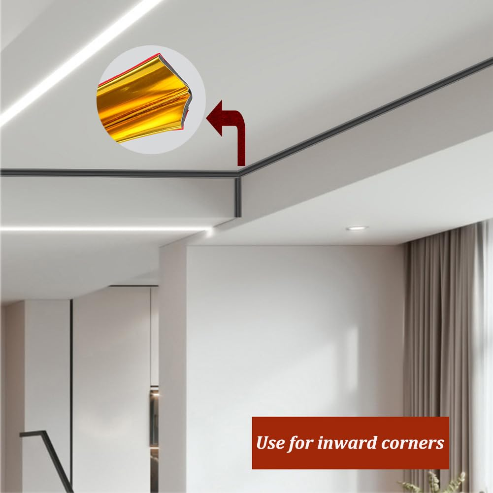 3M Peel & Stick Wall Molding Trim - Flexible Corner Angle Trim, Self Adhesive Wall Corner Guard Edge Protector, Bright Silver (4CM/10FT) - 2Cm/6M/Bright White image number 6