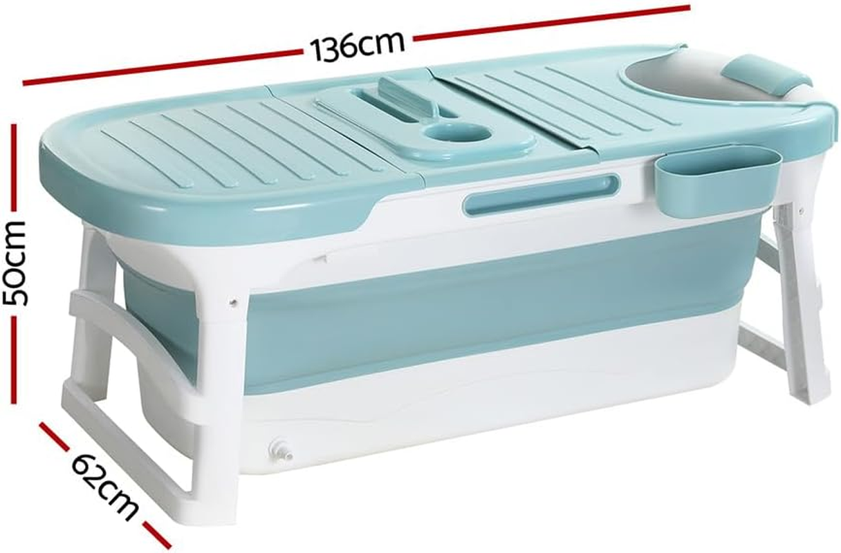 Weisshorn Foldable Bathtub Portable Folding Water Spa with Cover Plate 136X62Cm image number 4
