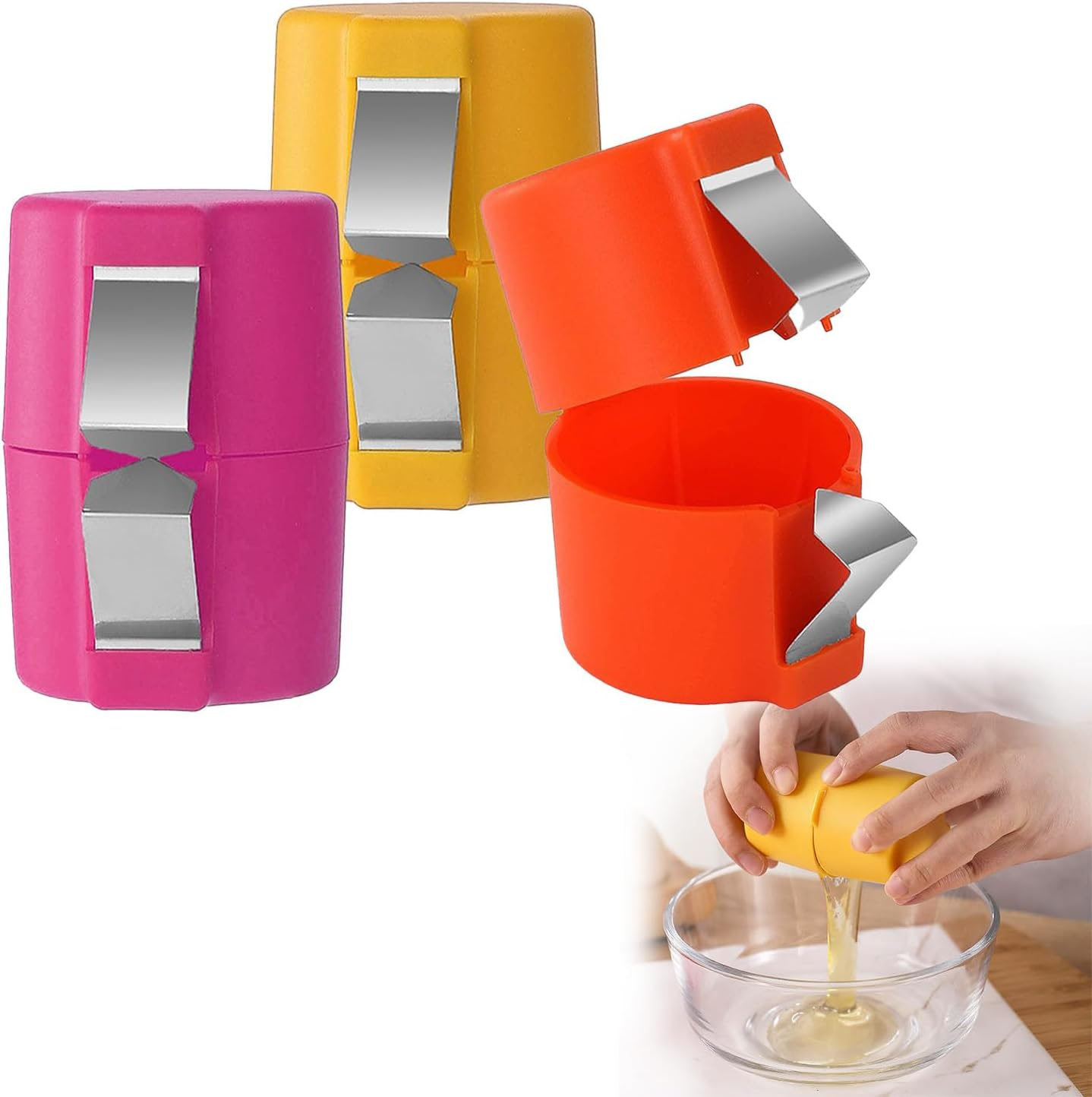 3 Egg Shellers, Boiled Egg Peelers, Raw and Boiled Egg Slicers, Cooking and Baking Kitchen Utensils, Handheld Stainless Steel Tools