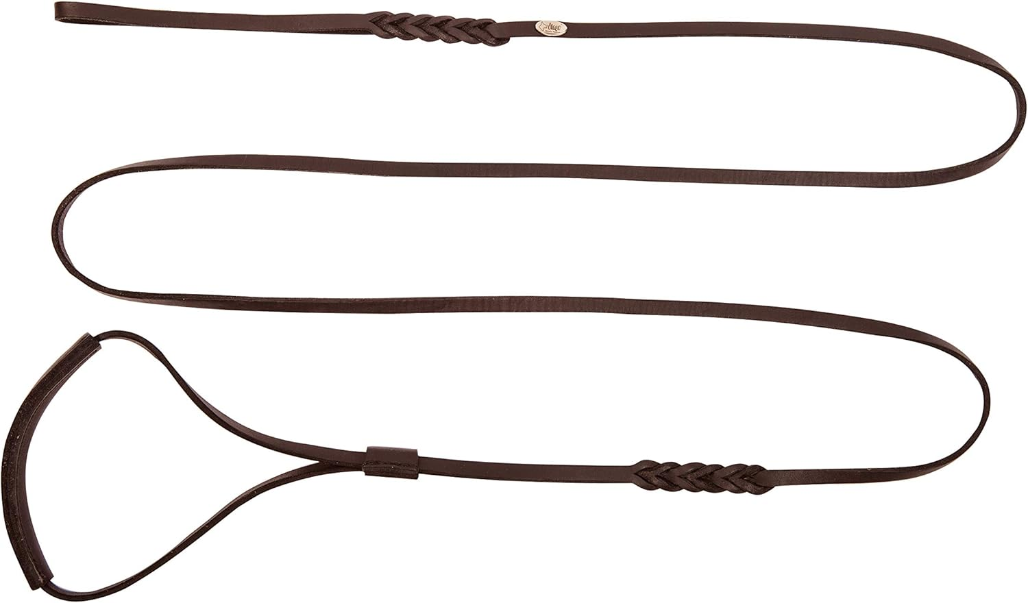 Dingo Soft Leather Show Lead with Braided Handle, Handmade, Dog Exhibition Leash, Brown 10700