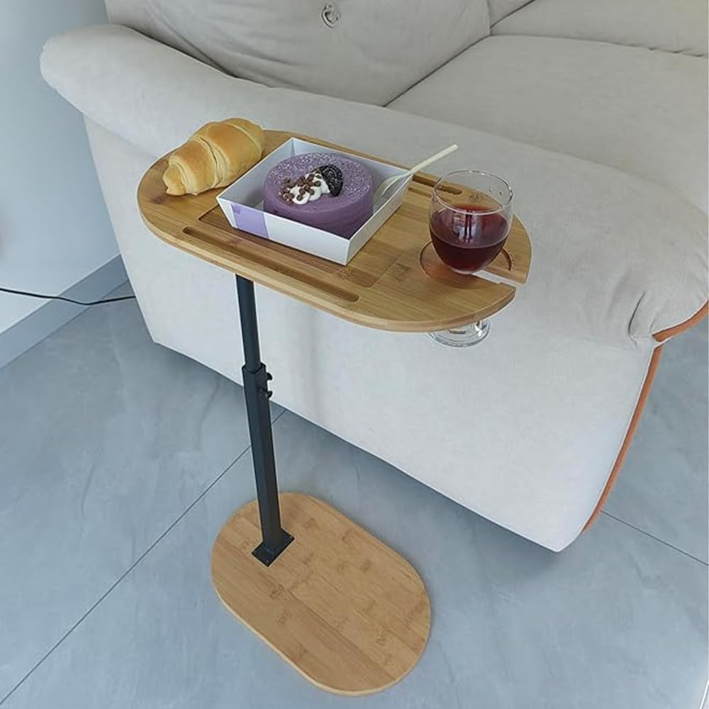 Bamboo Bathtub Tray Table with Adjustable Height, Couch Table Traies for Small Place, Tray Tub Shelf for Luxury Bath Home Spa, Functional Traies, 360&deg;Swivel Tray Tables, Bathtub Side Tables image number 6