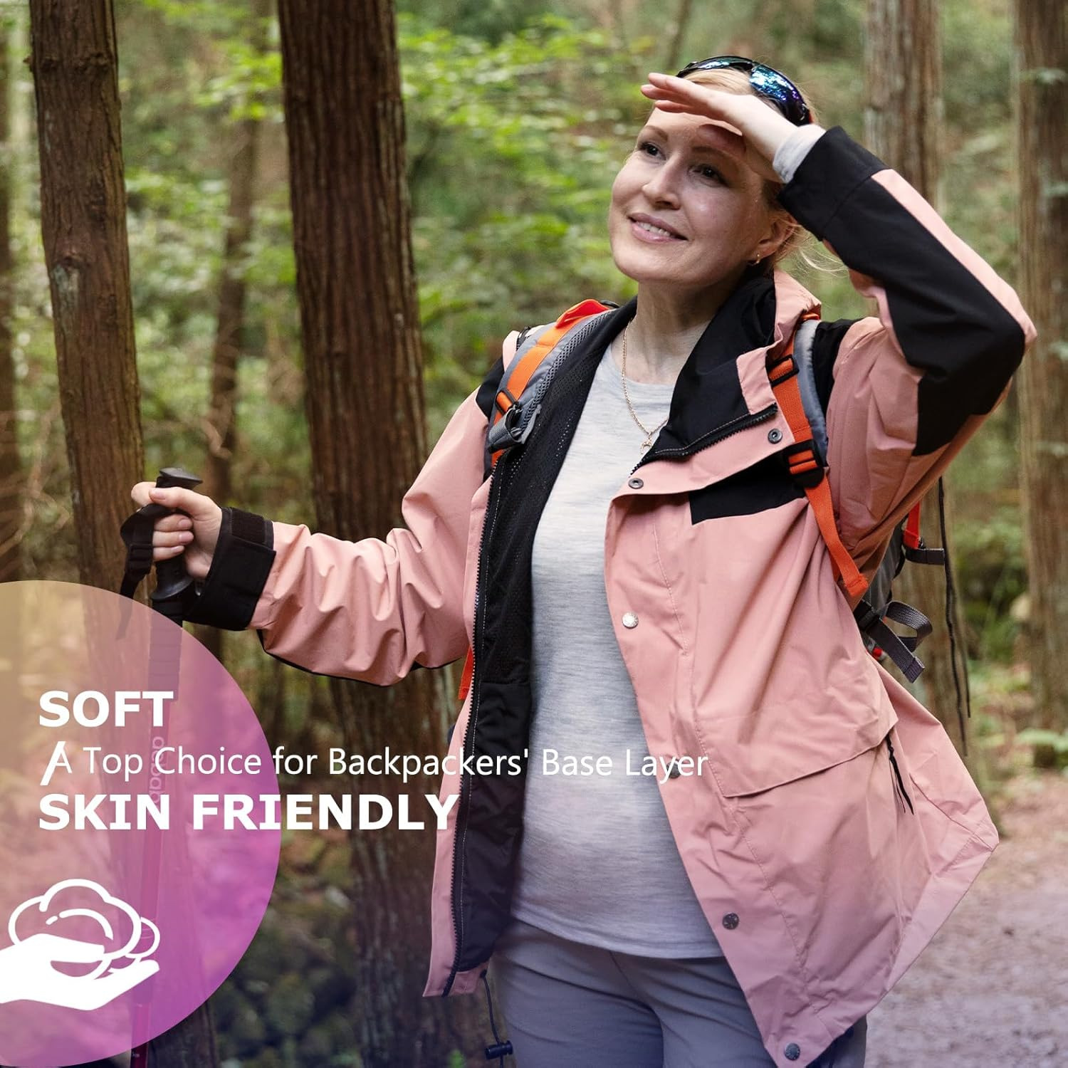 Merino Protect 100% Merino Base Layer Women Thermals Underwear Lightweight Soft Long Sleeve Shirt for Hiking Skiing image number 1