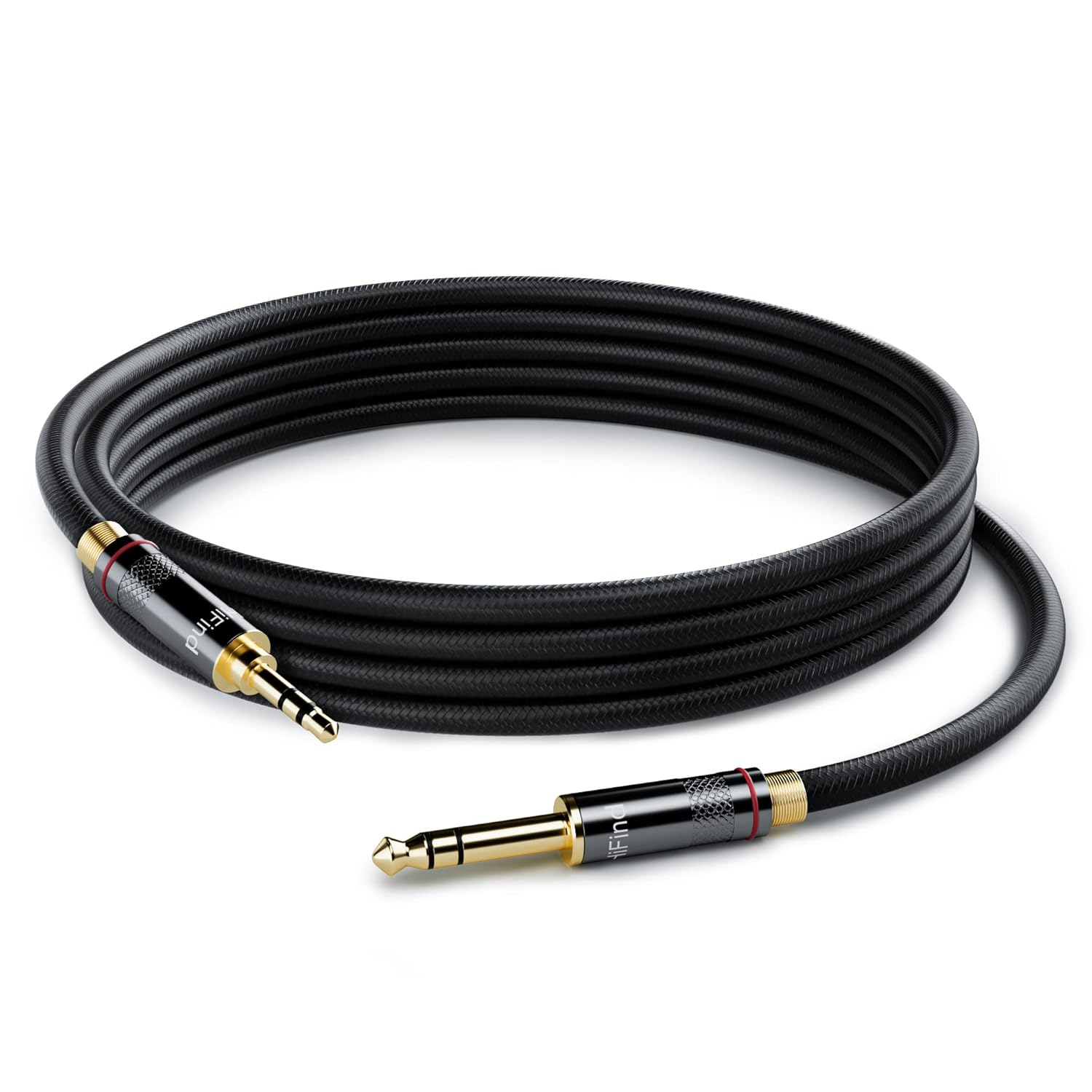 Hifind 3.5Mm to 6.35Mm Stereo Audio Cable 6 Ft (Hi-Fi Sound-Silver Plated Copper-Spring Sr-Braided) 3.5 Mm 1/8" TRS Male to 6.35 Mm 1/4" TRS Male Bidirectional Cable for Guitar,Home Theater,Speaker image number 5