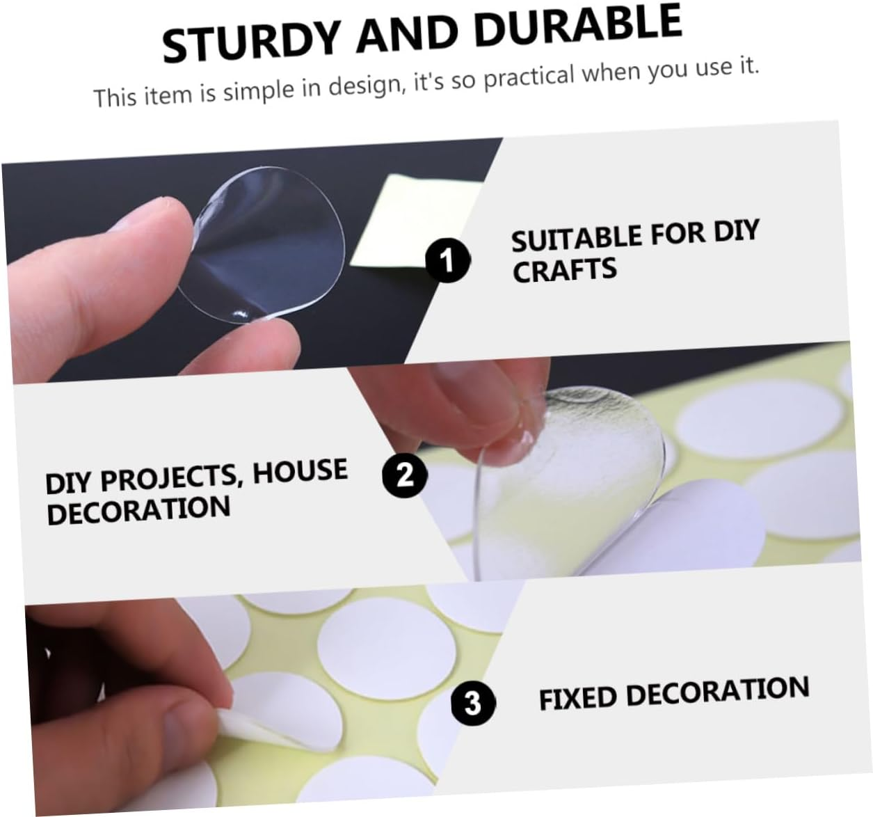 100Pcs Acrylic Double-Sided Tape Stickers round Waterproof No-Trace Adhesive Seamless Tape for Office Home Car Ornaments DIY Crafts Plastic Metal Glass Surfaces image number 5