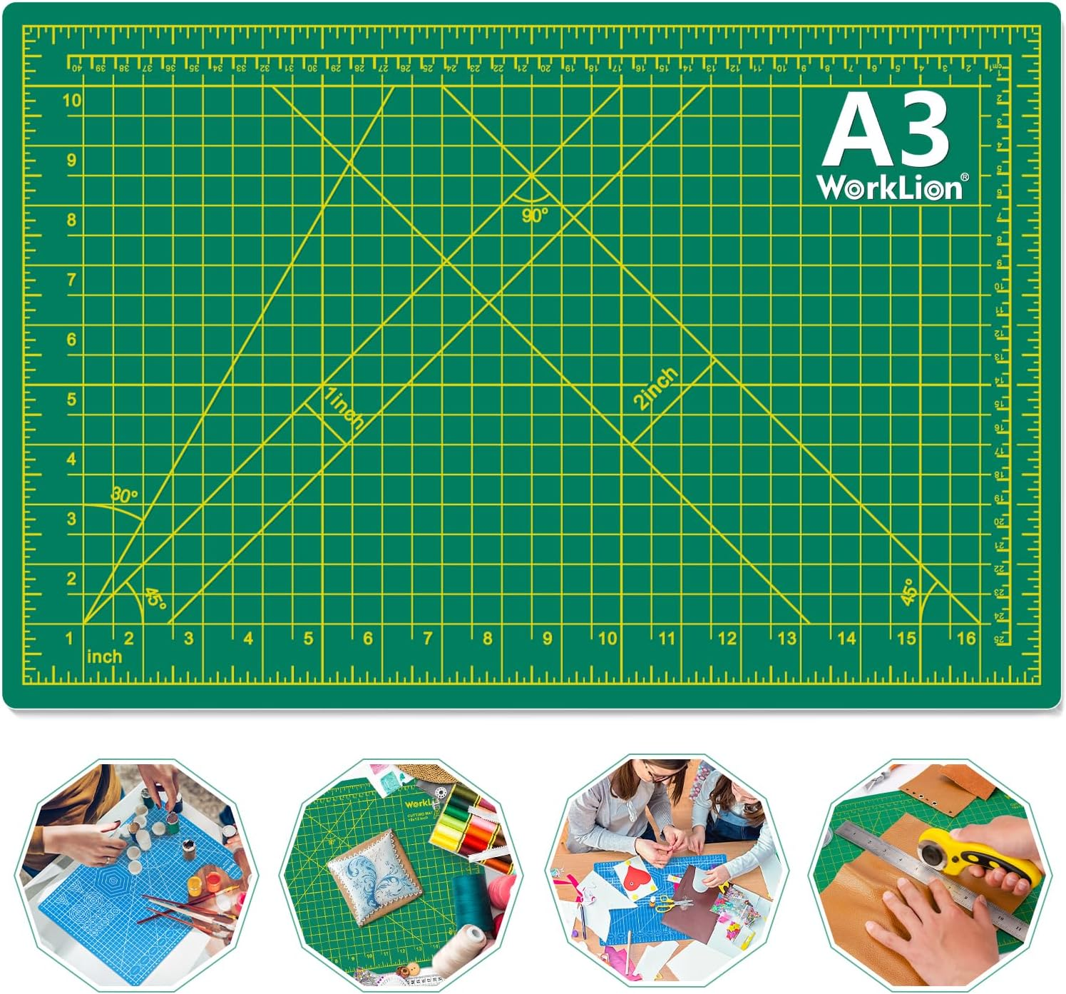 WORKLION Large Self Healing PVC Cutting Mat, Double Sided, Gridded Rotary Cutting Board for Craft, Fabric, Quilting, Sewing, Scrapbooking - Art Project (18&lsquo;&rsquo;L X 12&lsquo;&rsquo;W) image number 4