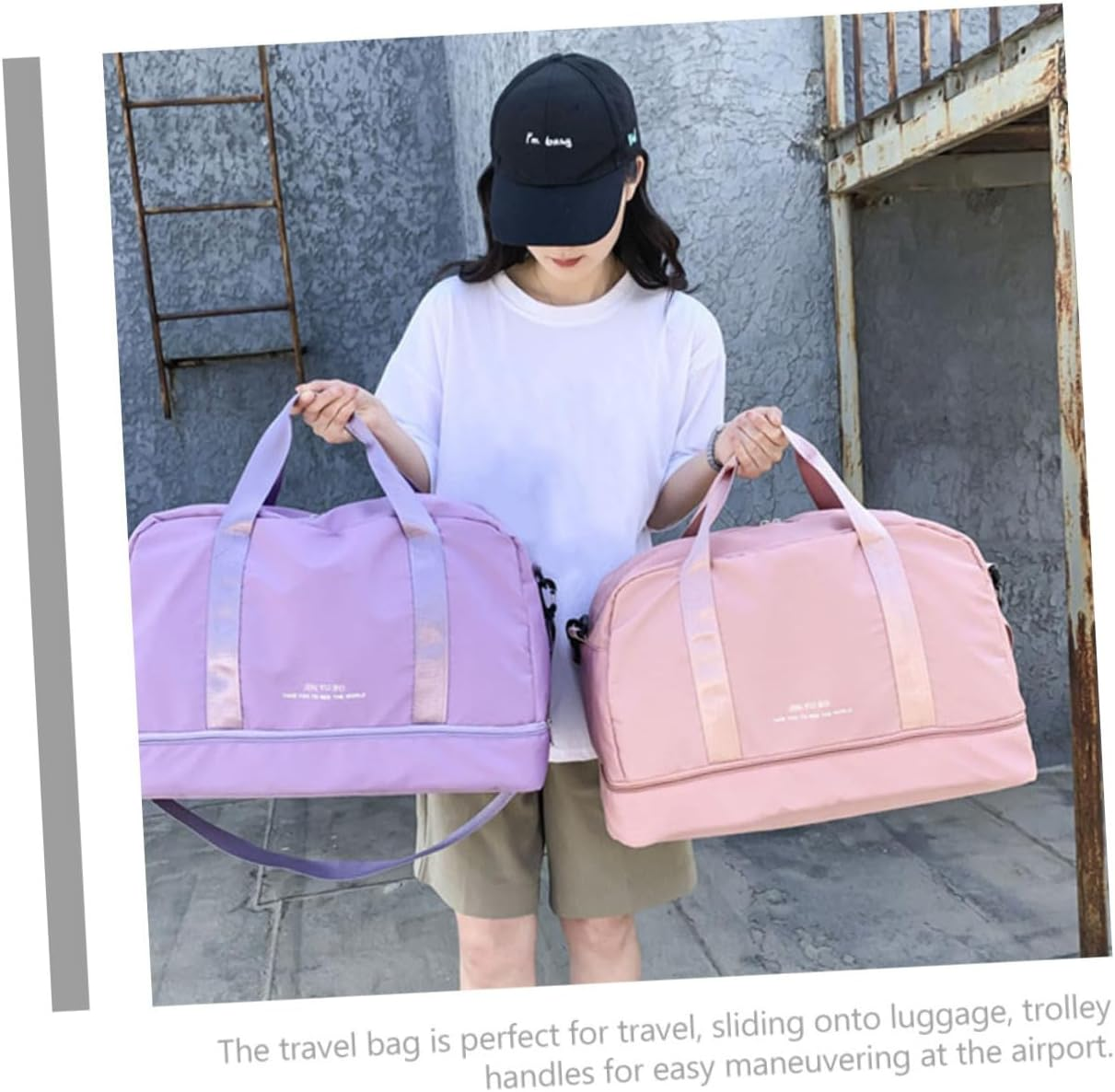 COOLHIYA Large Capacity Luggage Bag for Travel Tote Bag Wet Separation for Gym Use and Weekend Trips