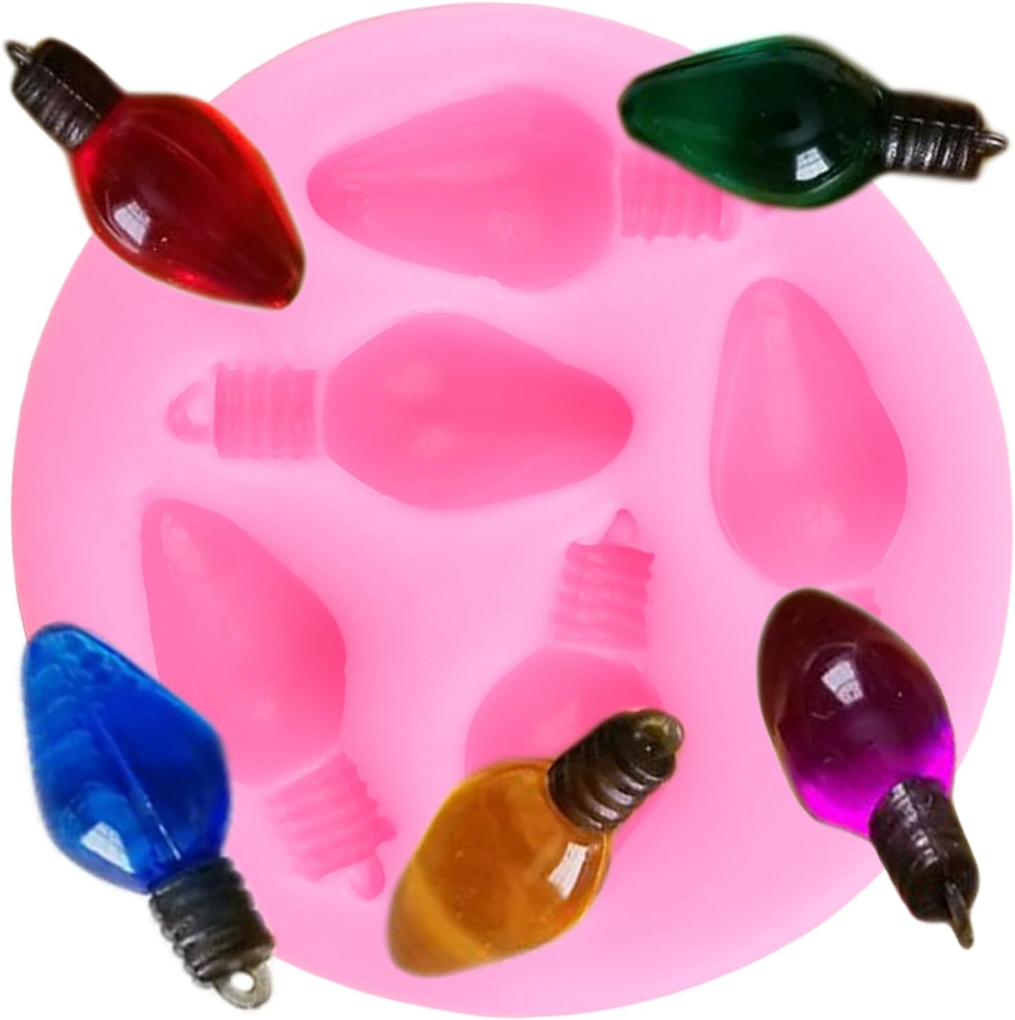 Light Bulb Silicone Mould Christmas Light Bulb Chocolate Fondant Moulds for Cupcake Topper Cake Decoration Polymer Clay Candy Gum Paste