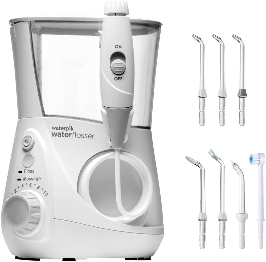 Waterpik Ultra Professional Waterflosser Fixed Oral Irrigator with 7 Attachments, Pressure Range from 0.7-7 Bar Adjustable via 10 Pressure Settings, Integrated Timer, White (WP-660EU)