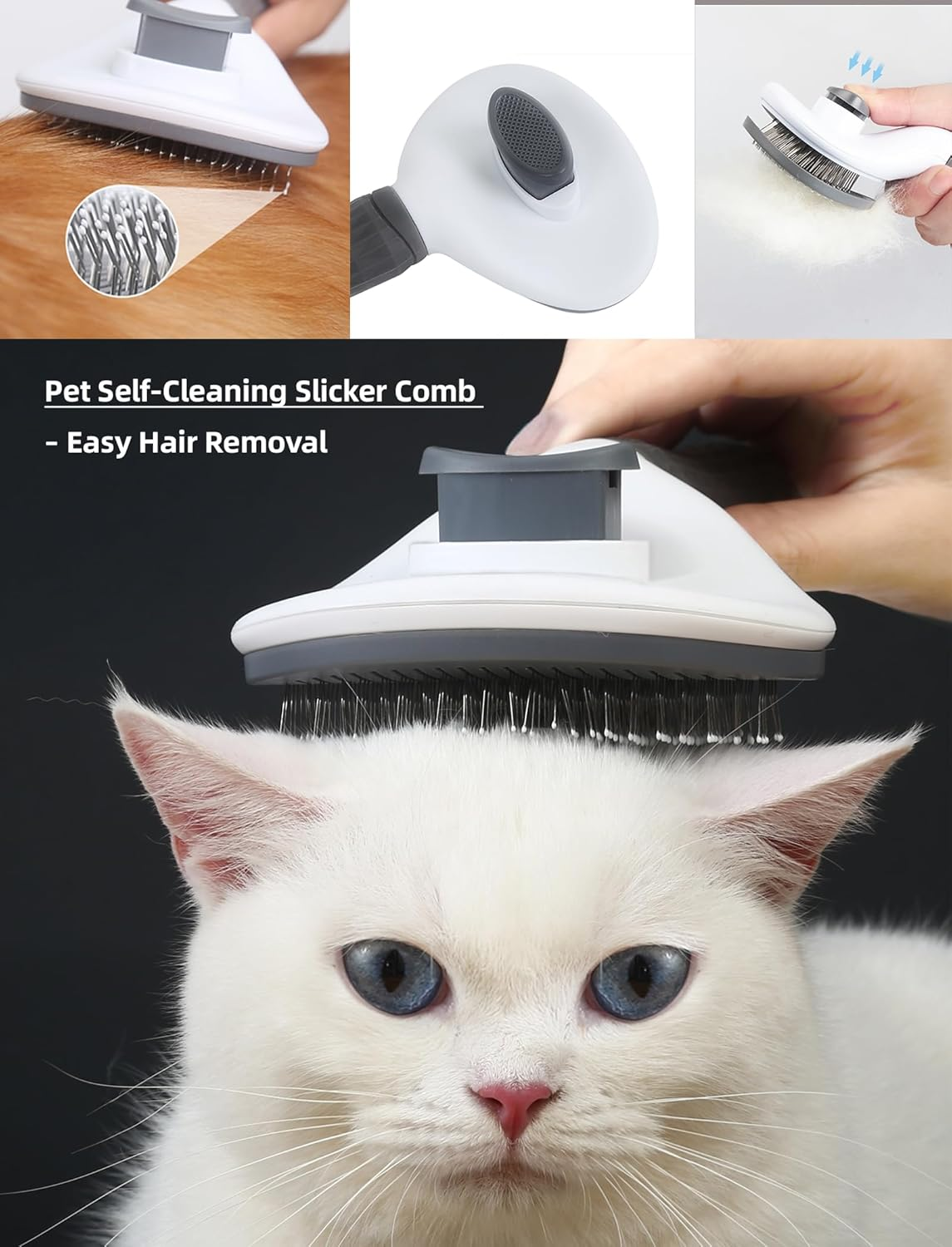 Pet Grooming Kit &ndash; Self-Cleaning Slicker Comb, Nail Clipper & File for Cats, Dogs & Rabbits image number 1