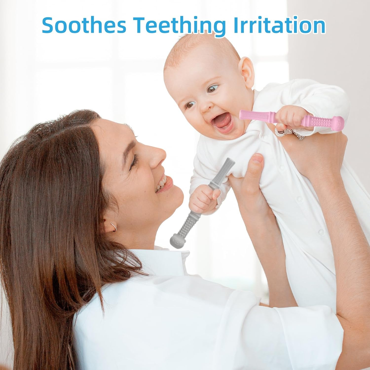 MR.TIMELAG Baby Teether Tube &ndash; 15Cm Silicone Teething Toy for Infants & Newborns, Bpa-Free Chewable Sensory Toy for Soothing Sore Gums, Easy to Hold & Clean (Baby Teether, Teething Relief) image number 3