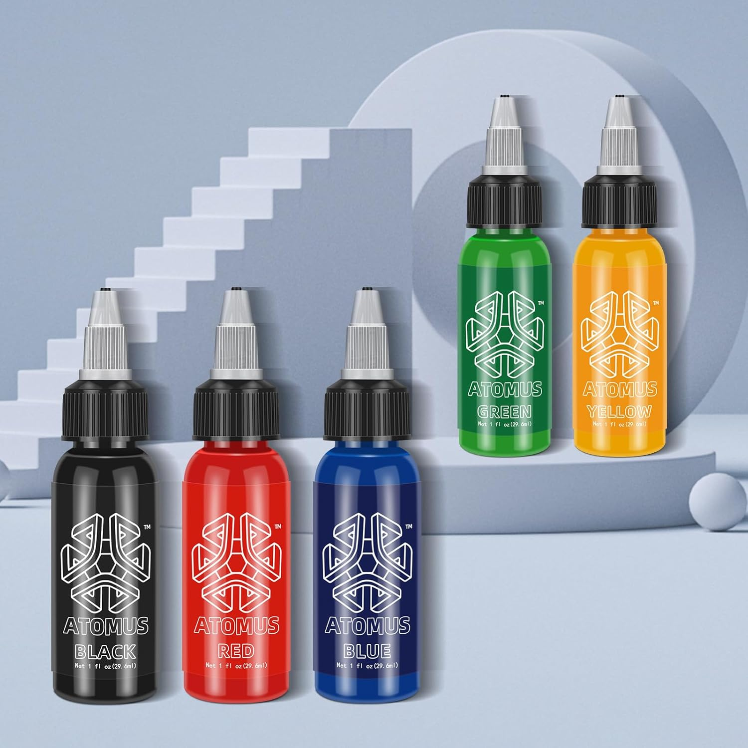 ATOMUS Tattoo Ink 5 Colors 1Oz 30Ml Tattoo Supply Black Pigment Natural Plant Tattoo Ink Pigment Permanent Makeup Tattoos Pigment image number 6