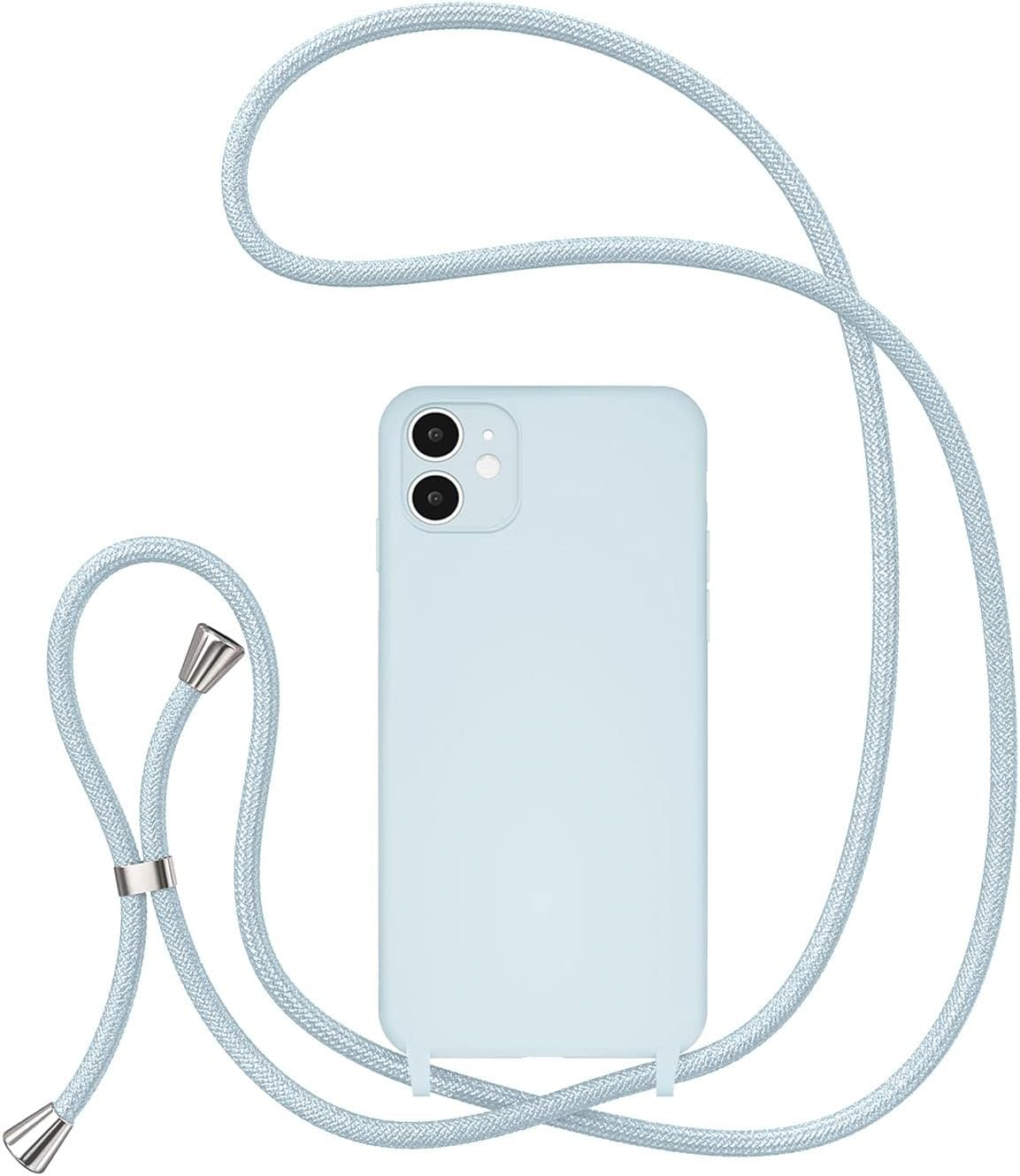 UEEBAI Crossbody Lanyard Phone Case for Iphone 11 6.1 Inch, Silicone Phone Cover with Adjustable Necklace Strap Soft Belt Neck Cord Lanyard Shockproof Protective Case - Black