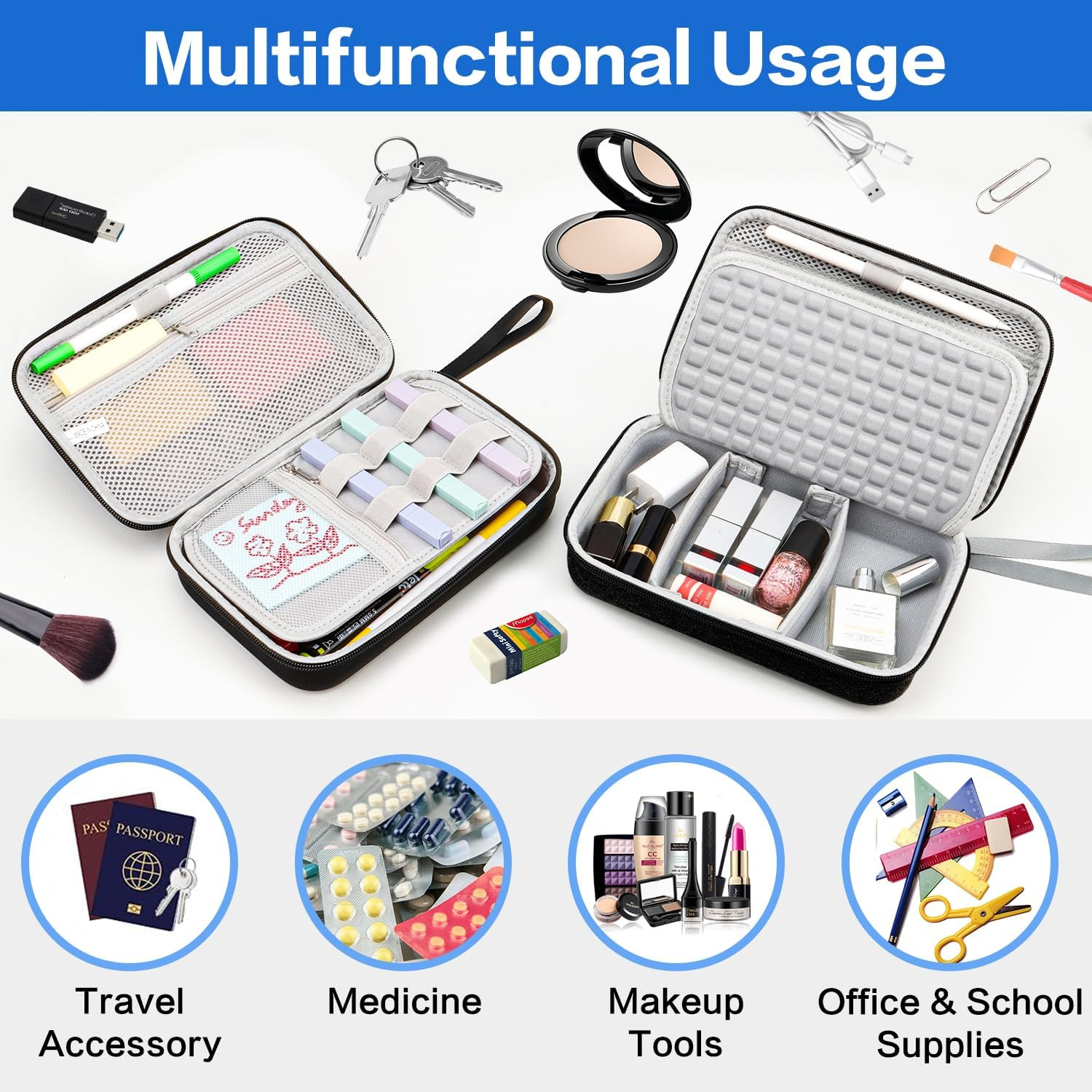 Teskyer Travel Electronic Organiser Case, for Power Adapter Chargers Cables Cords Power Bank Earbuds Hard Drives, Large Capacity, Porable Tech Accessories image number 6