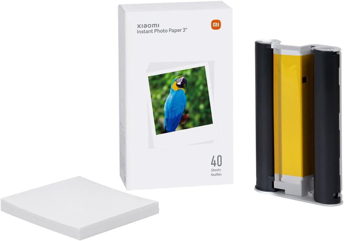 Xiaomi Instant Photo Paper 3 Inch Photo Paper for Xiaomi Instant Photo 1S Printer, 40 Pieces, White (ES Version + 3 Year Warranty) image number 1