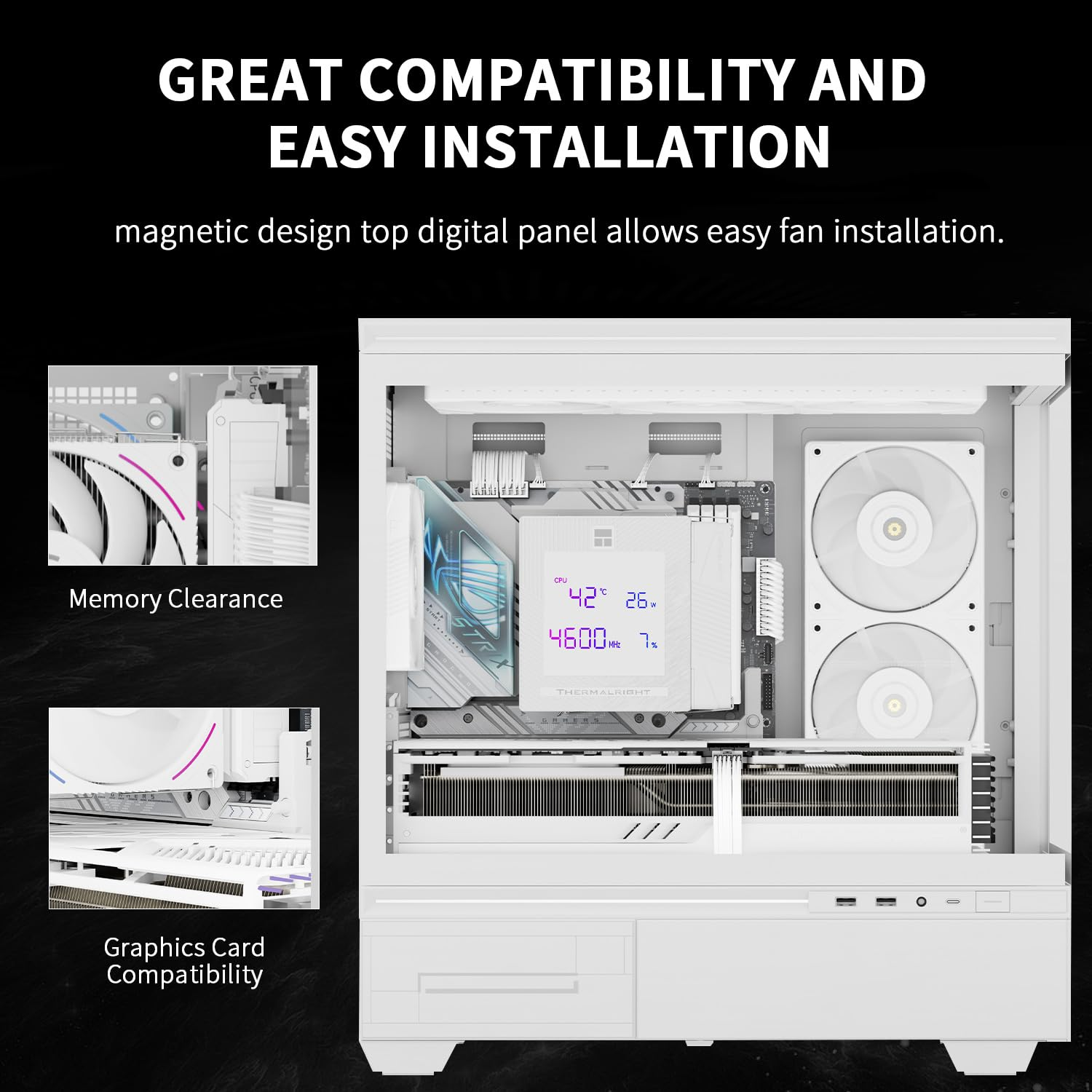 Thermalright Phantom Spirit 120 Vision Snow CPU Air Cooler, Twin Tower Radiator 2150RPM Speed,480X480 Resolving Power IPS Screen with 3.95In,Computer Cooler for Intel Lga1851/1700/115X,Am4/Am5 image number 6