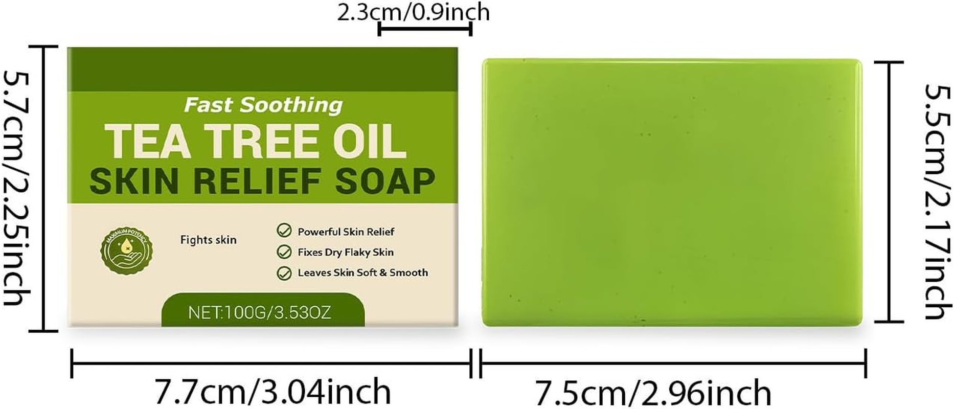 QPJUVC Tea Tree Oil Soap Bar, 100G Natural Plant-Based Bar Soap - Deep Cleansing Face & Body Wash with Olive Oil & Coconut Oil, Odor Control, Refreshing Cleanse, Sweat Removal & Soothes Skin (3) image number 6