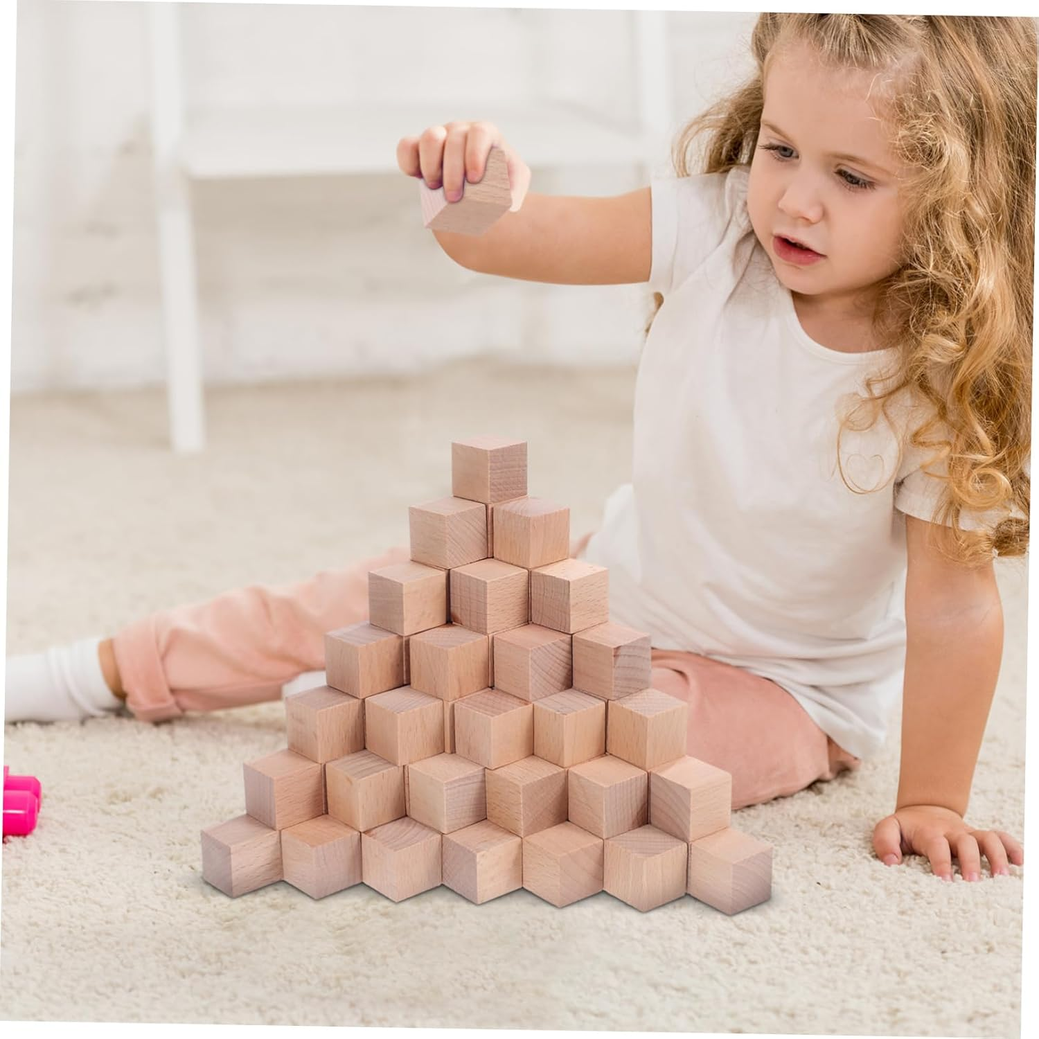 Garneck 100 Pcs 2 Inch Unfinished Wooden Blocks - Solid Wood Square Cubes for Arts - Crafts Projects and Puzzle Making image number 5