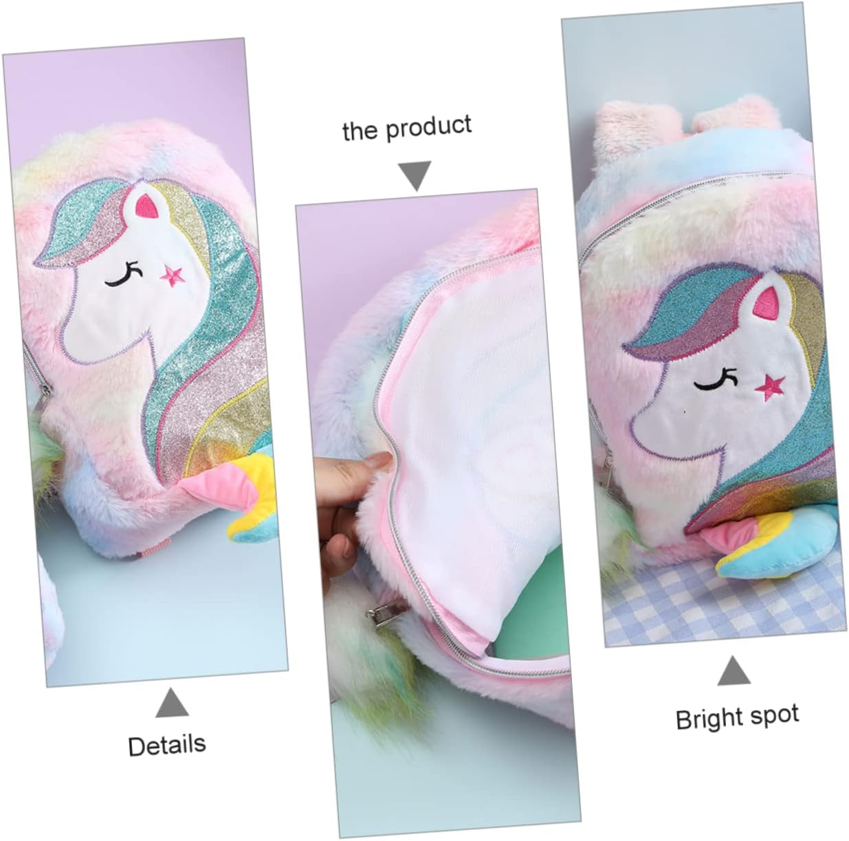 CATIEBYE Rainbow Unicorn Plush Boys and Girls Backpack Soft Shoulder Schoolbag for Boys and Girls Children Colorful Cute Bookbag for Primary School image number 1