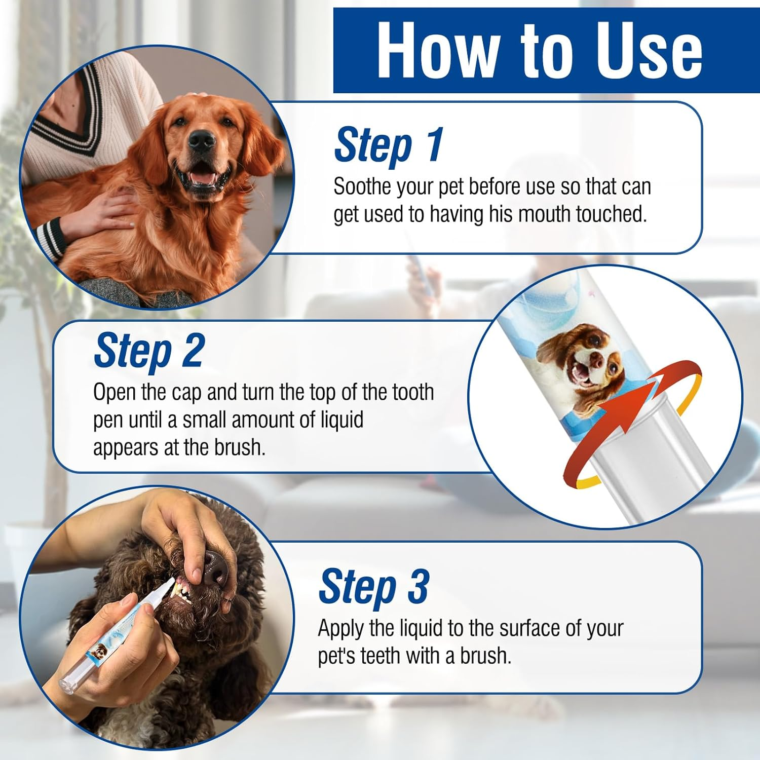 5PCS Pet Toothbrush Pen,Teeth Brightening Pen for Dog-Pet Dog/Cat Teeth Cleaning Pen for Dental Care,Dogs Cats Natural Plants Tartar Remover Tool