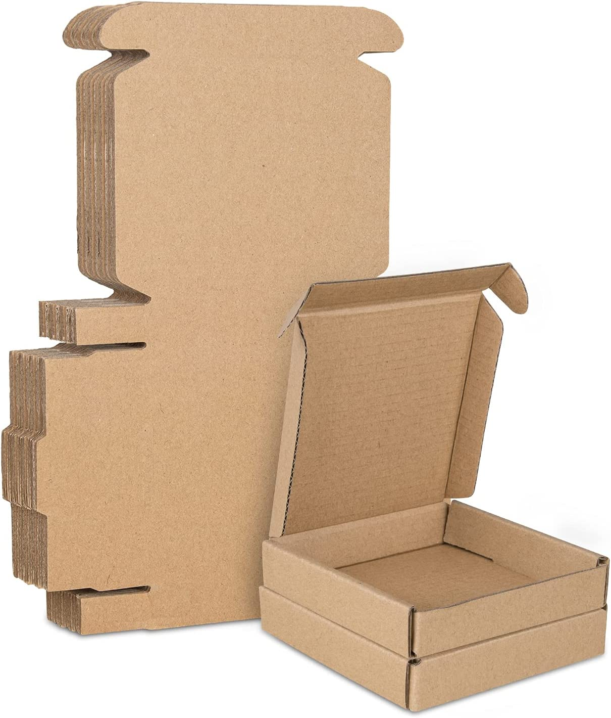 Corrugated Cardboard Shipping Boxes, 100X100X20Mm (4"X4"X0.8") Small Parcel Boxes, Packaging Mailing Boxes for Business, Posting, Large Letter Packet Shipping, Storing or Gift(Pack of 10) image number 2