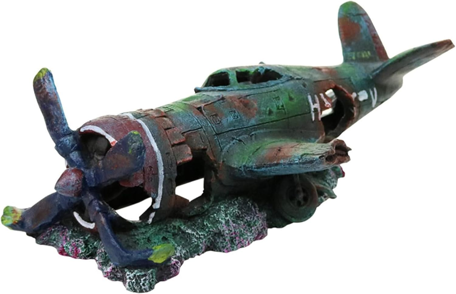 Cozioz Rock Resin Combat Aircraft Ornament for Aquariums &ndash; Creative Fighter Plane Decor for Fish Tanks, Hiding Cave for Fish and Shrimp, Landscaping Accessories for Vivariums （M Size） image number 5