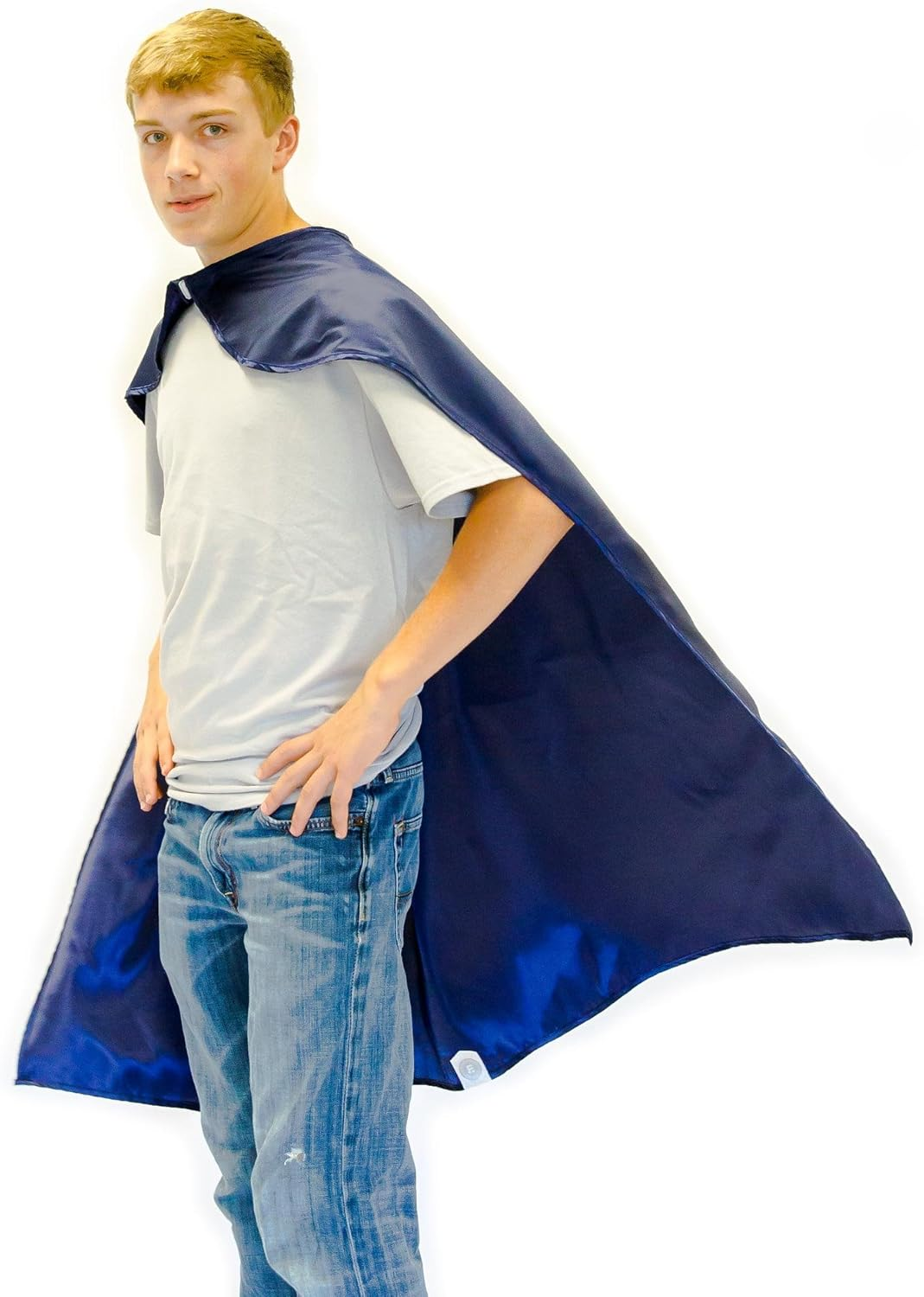 Everfan Men'S Polyester Satin Superhero Cape (38" LX48 W, Navy Blue) image number 1