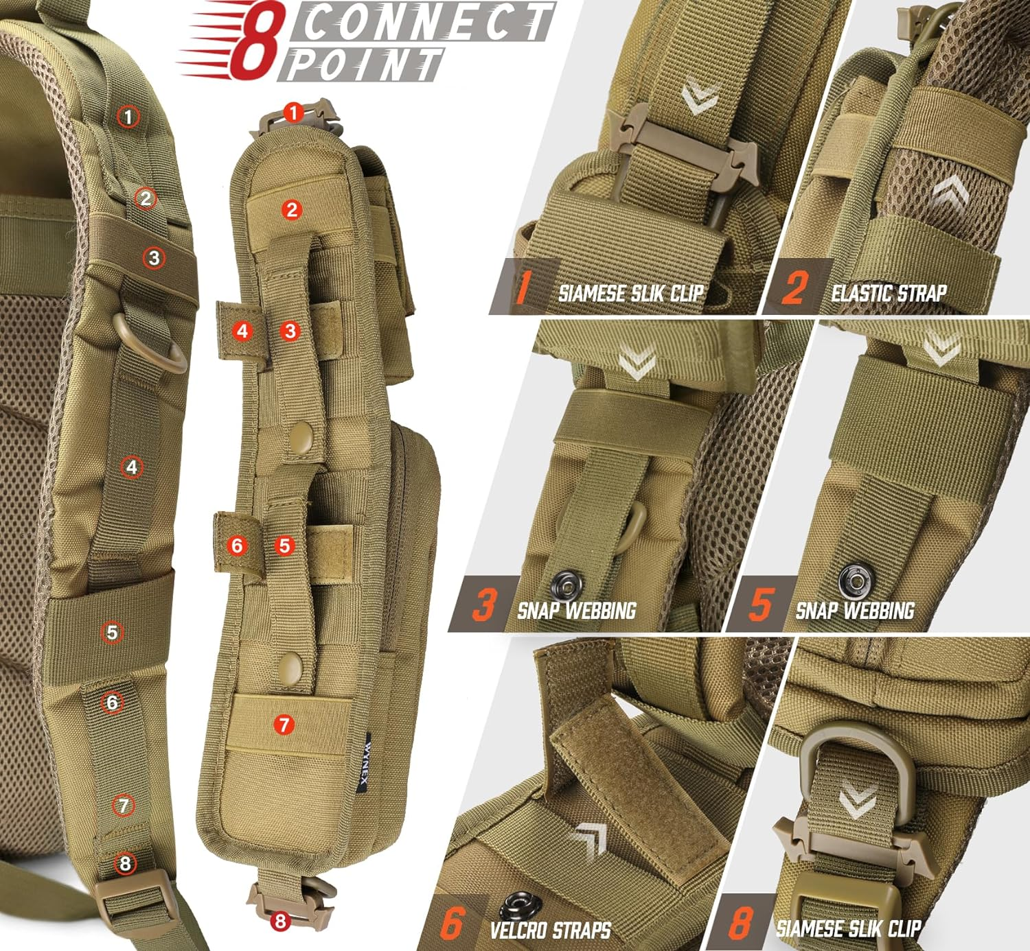 WYNEX Molle Tactical Pouches of Water Bottle Pouch Version, Tactical Accessories Backpack Strap Pouch Water Bottle Carrier Holder Molle Accessories for Backpacks image number 4