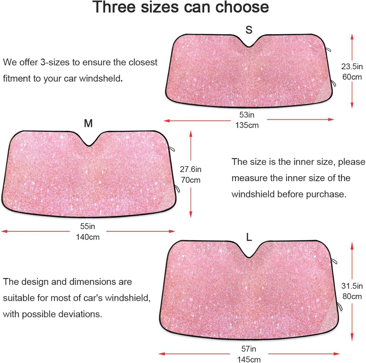 Pink Glitter Car Sun Shade Windshield Automotive Window Sunshades Sun Heat Protection image number 3