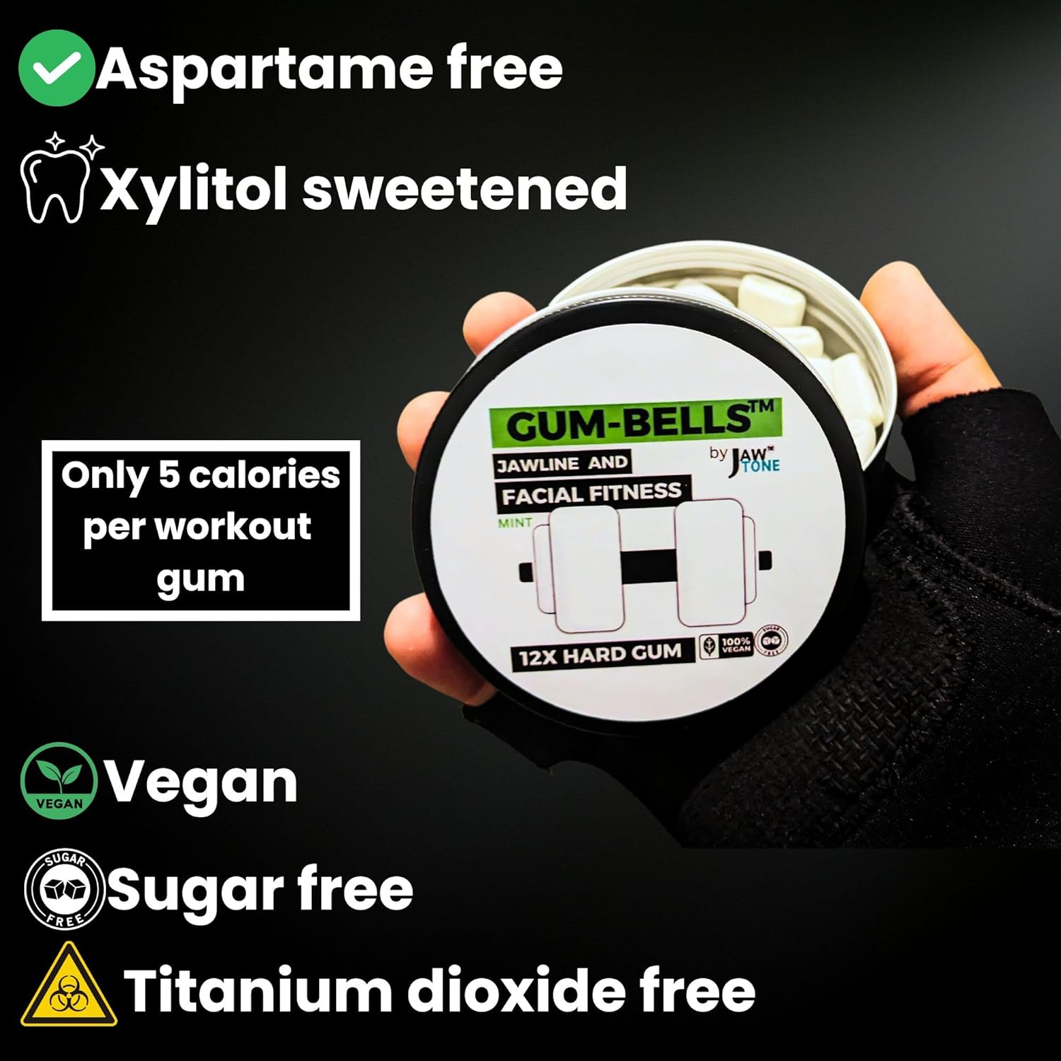 Gumbells&trade; 12Xhard Jawline & Facial Fitness Xylitol Chewing Gum (2MONTH-PACK) Enhance, Define & Strengthen Your Jaw Jawline Face Mouth & Jawrz Chios Style Workout Exerciser Trainer GUM 4 Men & Women image number 5