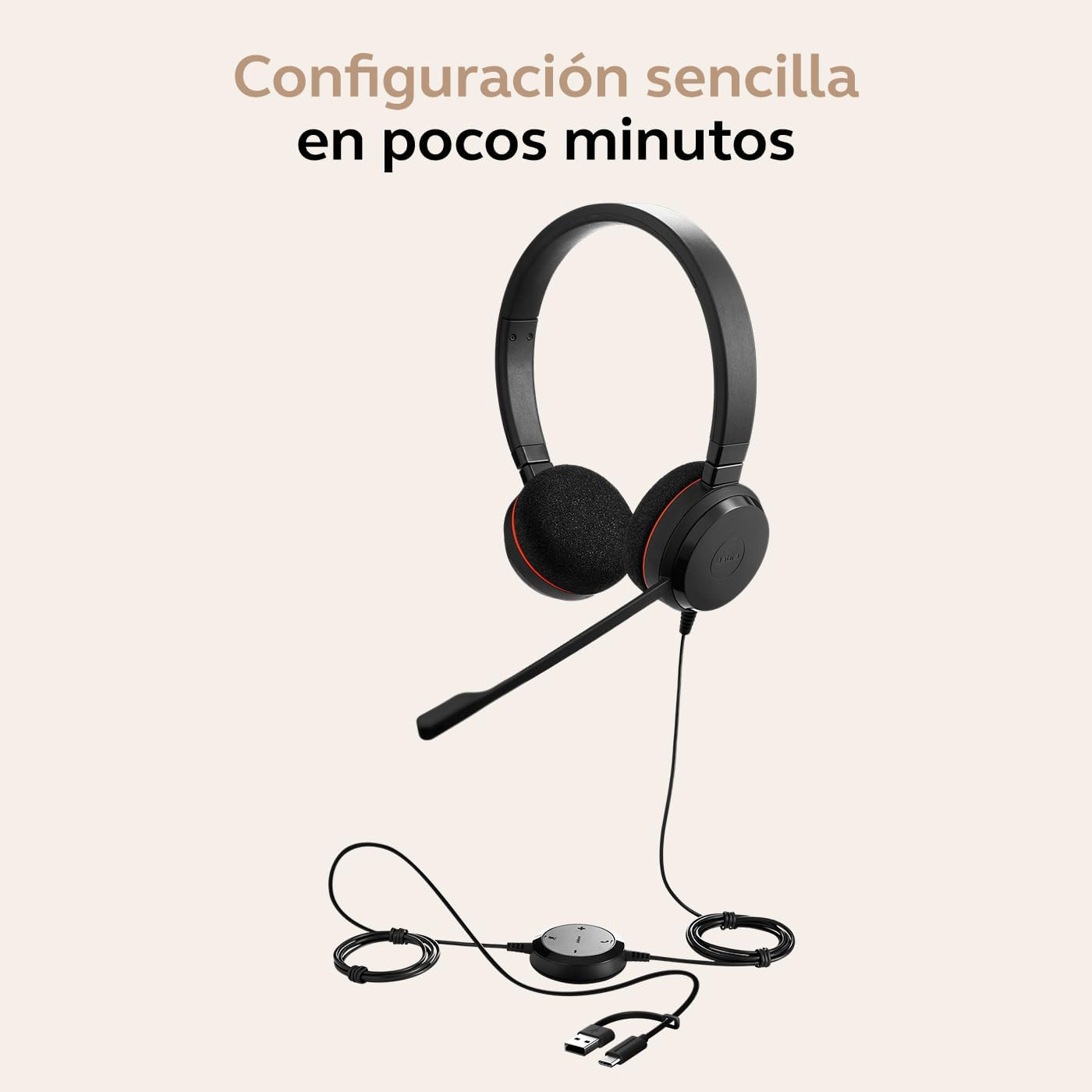 Jabra Evolve 20 Stereo Headset &ndash; Microsoft Certified Headphones for Voip Softphone with Passive Noise Cancellation &ndash; USB-C/A &ndash; Black image number 4