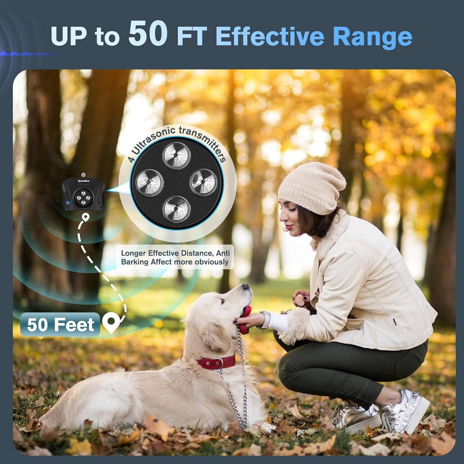 Bubbacare anti Bell Device Dogs, 4 Transmitters Anti-Bark Ultrasonic Device, 33 Feet Dog Barking Stop, 3 Modes, Aanti Bell Device Dogs for Large Small Dogs, Training Alarm Outdoor and Indoor image number 5