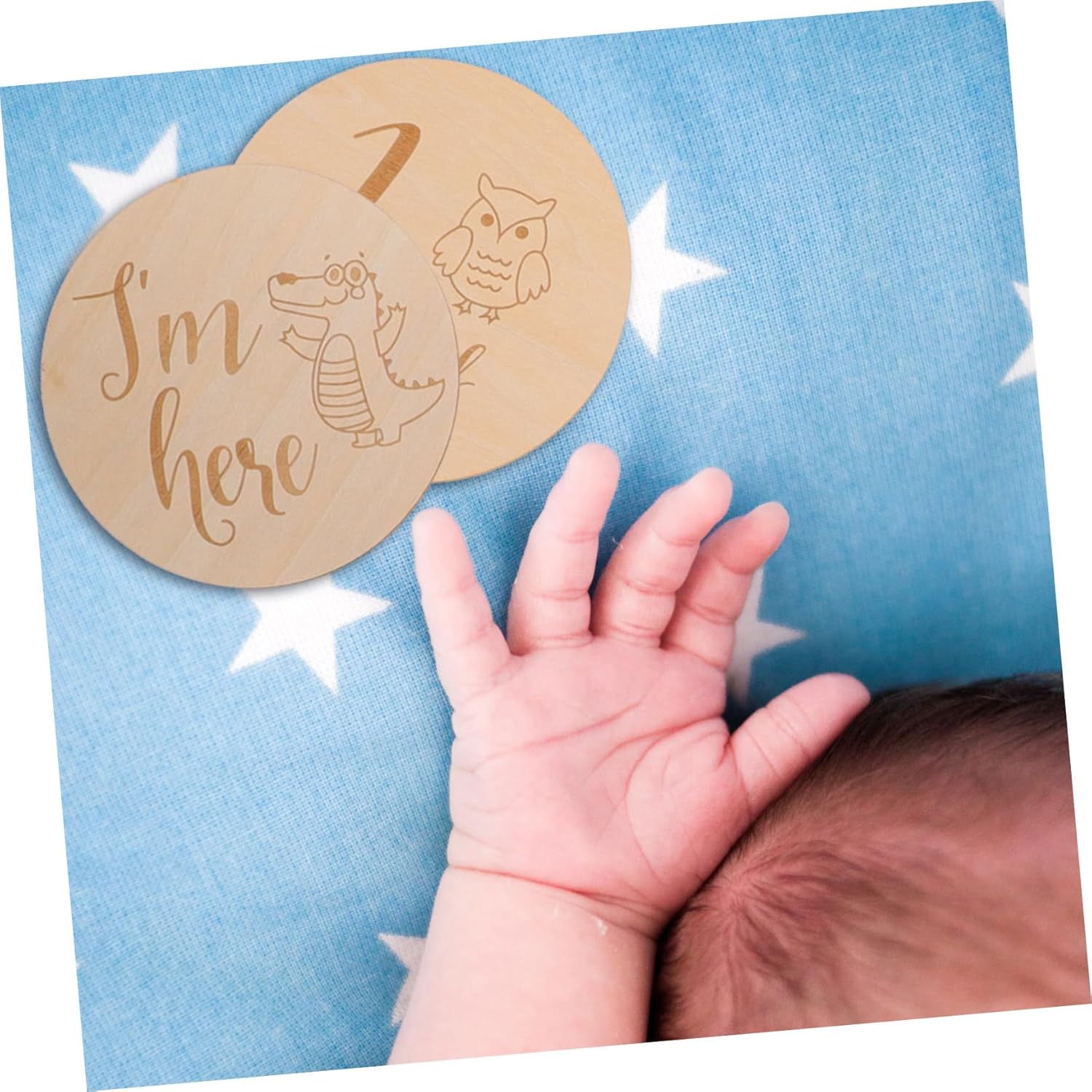 Monthly Milestone Wooden Cards Animal Design Newborn Growth Signs for Photo Sentimental Keepsake for Shower and First Year Memory image number 2