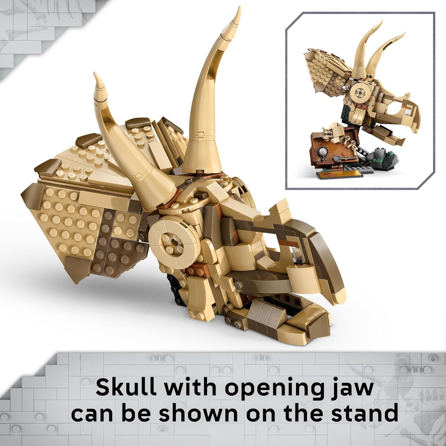 LEGO Jurassic World Dinosaur Fossils: Triceratops Skull Dino Toy for 9+ Year Old Boys & Girls, Fossil Model Building Kit with Display Stand, Kids Toy Construction Set for Imaginative Play 76969 image number 1