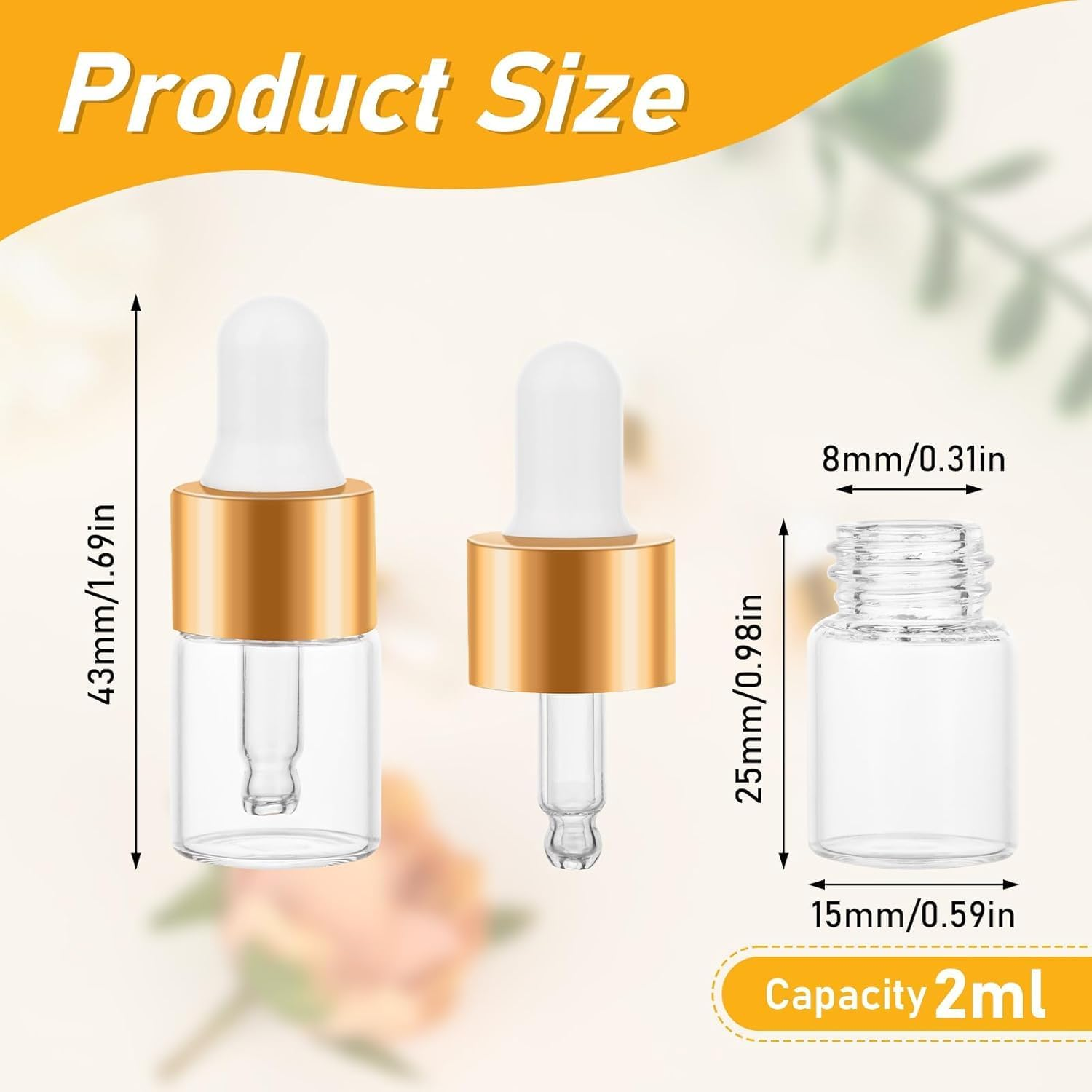 Dropper Bottle,20 Pack Mini Dropper Bottle for Cuticle Oil, 2Ml Small Sample Essential Oil Dropper Bottles for Travel, Clear Empty Vails for Cosmetic Perfume image number 6