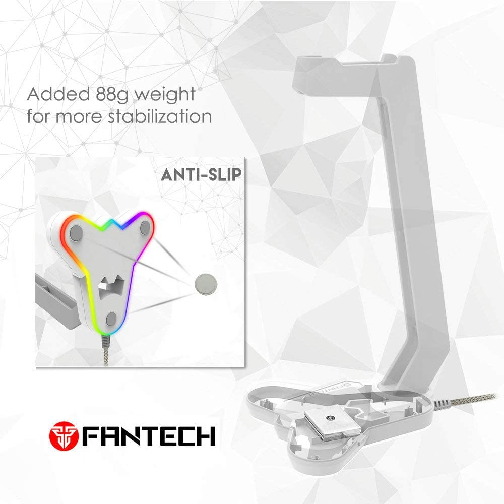 FANTECH Tower RGB Headset Stand, Headphone Holder for Gamers Gaming PC Accessories (White) image number 1