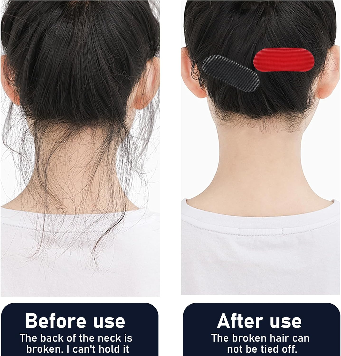 Pack of 12 Hair Holders for Men and Women, Magic Hair Stickers, Self-Adhesive, Hairdressing Accessories for Pony & Facial Hair, Hair Fringe Sticker Pads for Make-Up & Washing (Black, Red) image number 5