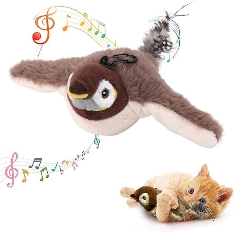 2026 New Interactive Cat Bird Toy, Flapping Wings Sparrow Catnip Toys, Vivid Chirping, Simulation Bird Singing Cat Toy, Electric Interactive Cat Toys for Indoor Cats, Rechargeable (Sparrow) image number 6