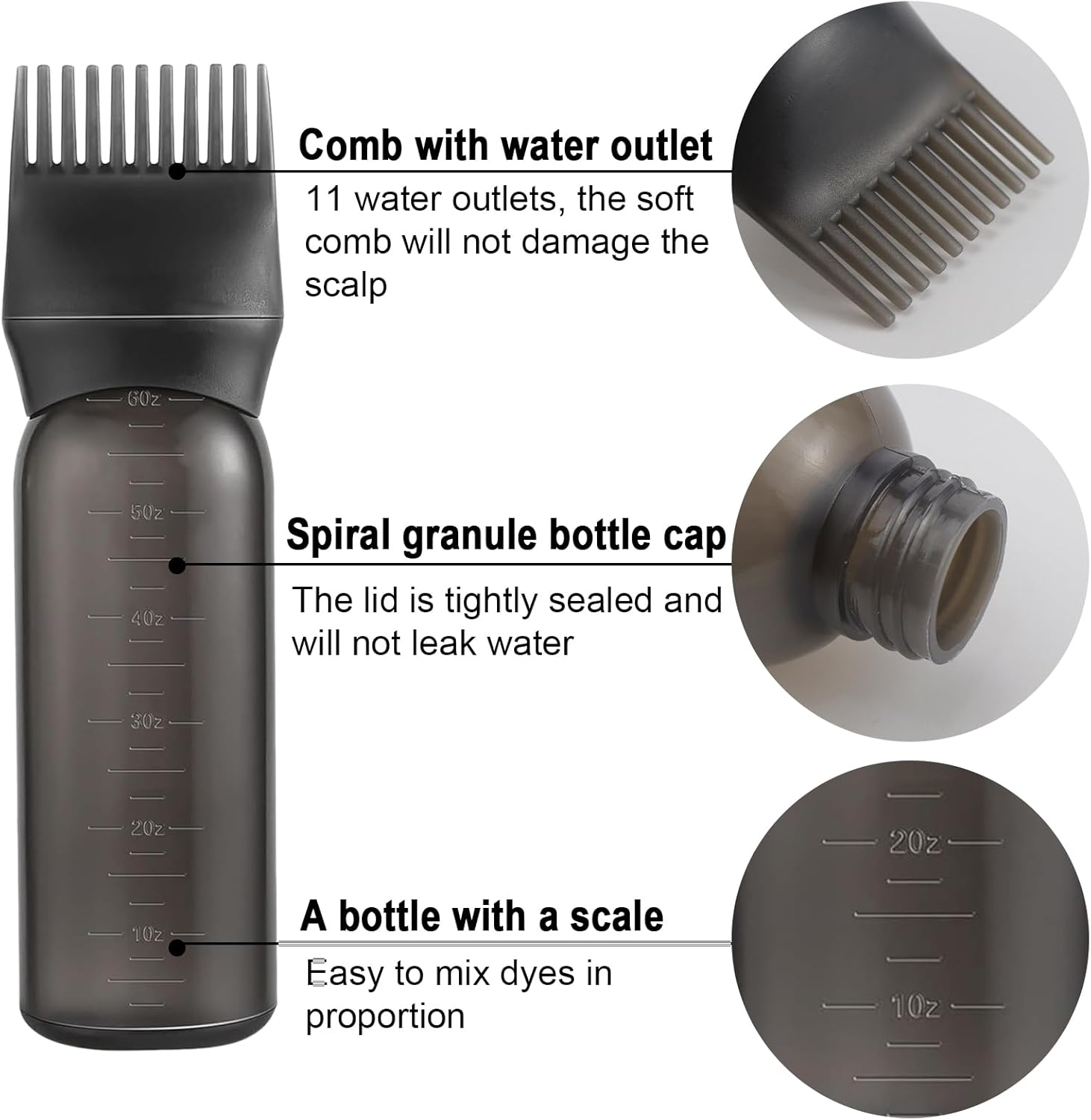 WPPQWP Spray Bottle Hair Curls, Root Comb Hair Oil Applicator, 200 Ml Hair Spray Bottle for Ultra Fine Continuous, Hair Oil Applicator with Graduated for Hair Styling, Hair Colourations image number 1