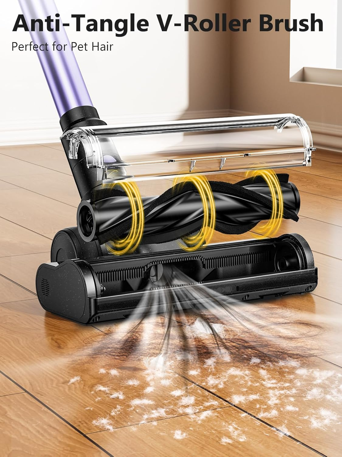 Cordless Vacuum Cleaner, 46Kpa/500W Stick Vacuum with 55 Mins Runtime, Self-Standing Vacuum Cleaner for Home, LED Display, Anti-Tangle Brush, Rechargeable Vacuum for Pet Hair, Carpet & Hard Floors image number 6
