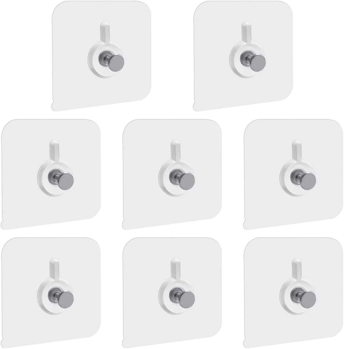 HAIKING Adhesive Wall Hook, 8 Pcs Adhesive Wall Screws Hanging Nails for Bathroom Kitchen Shower Room (2.24 * 2.24In image number 1