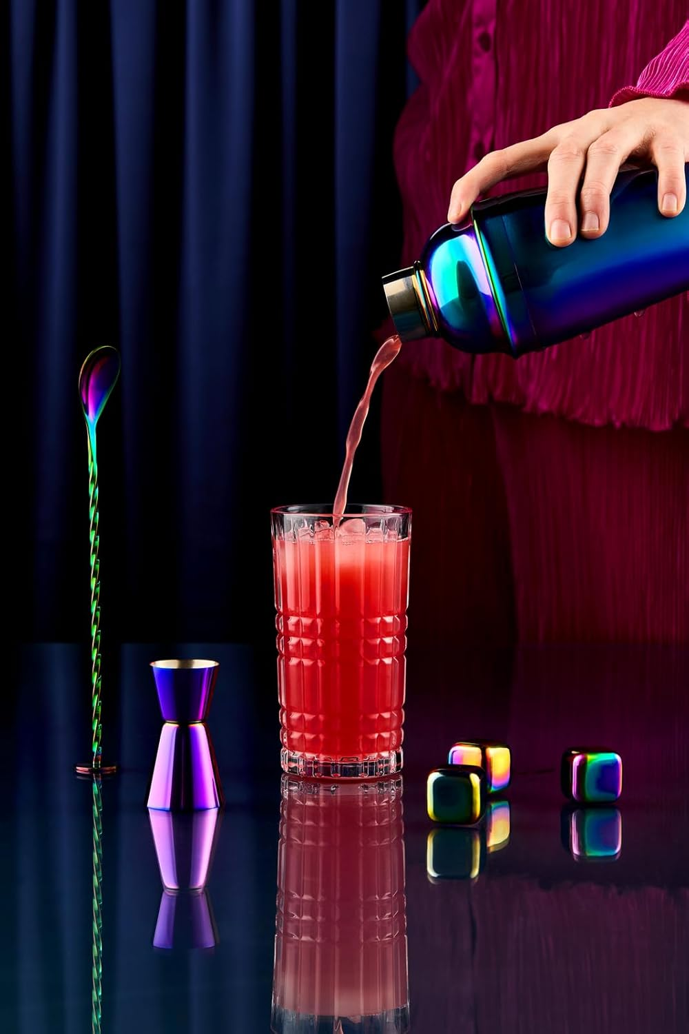 Maxwell & Williams Cocktail & Co Prism Reusable Ice Cubes Set of 6 Rainbow image number 5