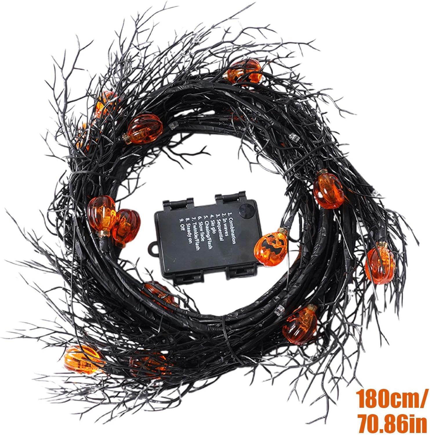 Halloween Door Garland with Lights | Halloween String Lights with Pumpkin,Decorative Lamp for Farm Party Pathway Dormitory Patio Haunted House Backyard Apartment image number 6