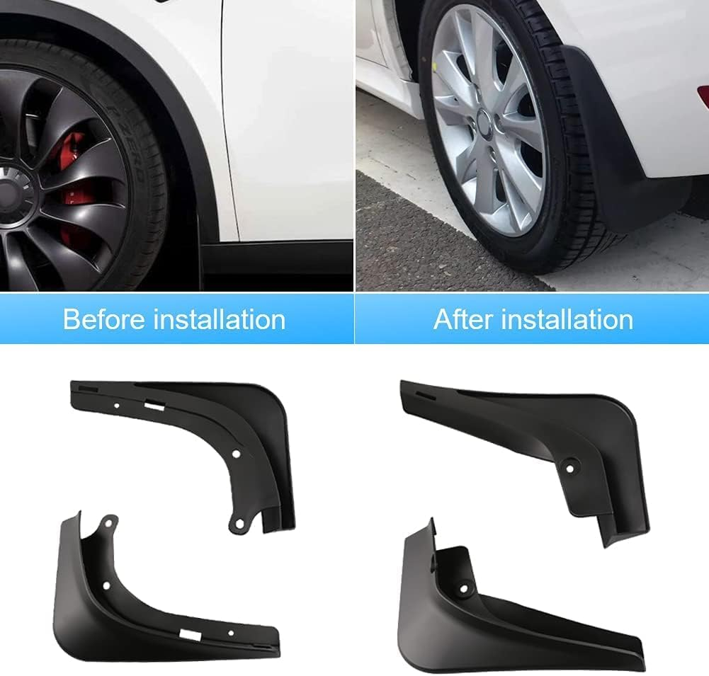 VINBY 4PCS Upgraded Mud Flap for Model 3 2021-2023, Black, No Drilling Splash Guards Fender Mud Guard, Vehicle Specific Fit, Lower Position, ABS Material, Screw-In Installation image number 4