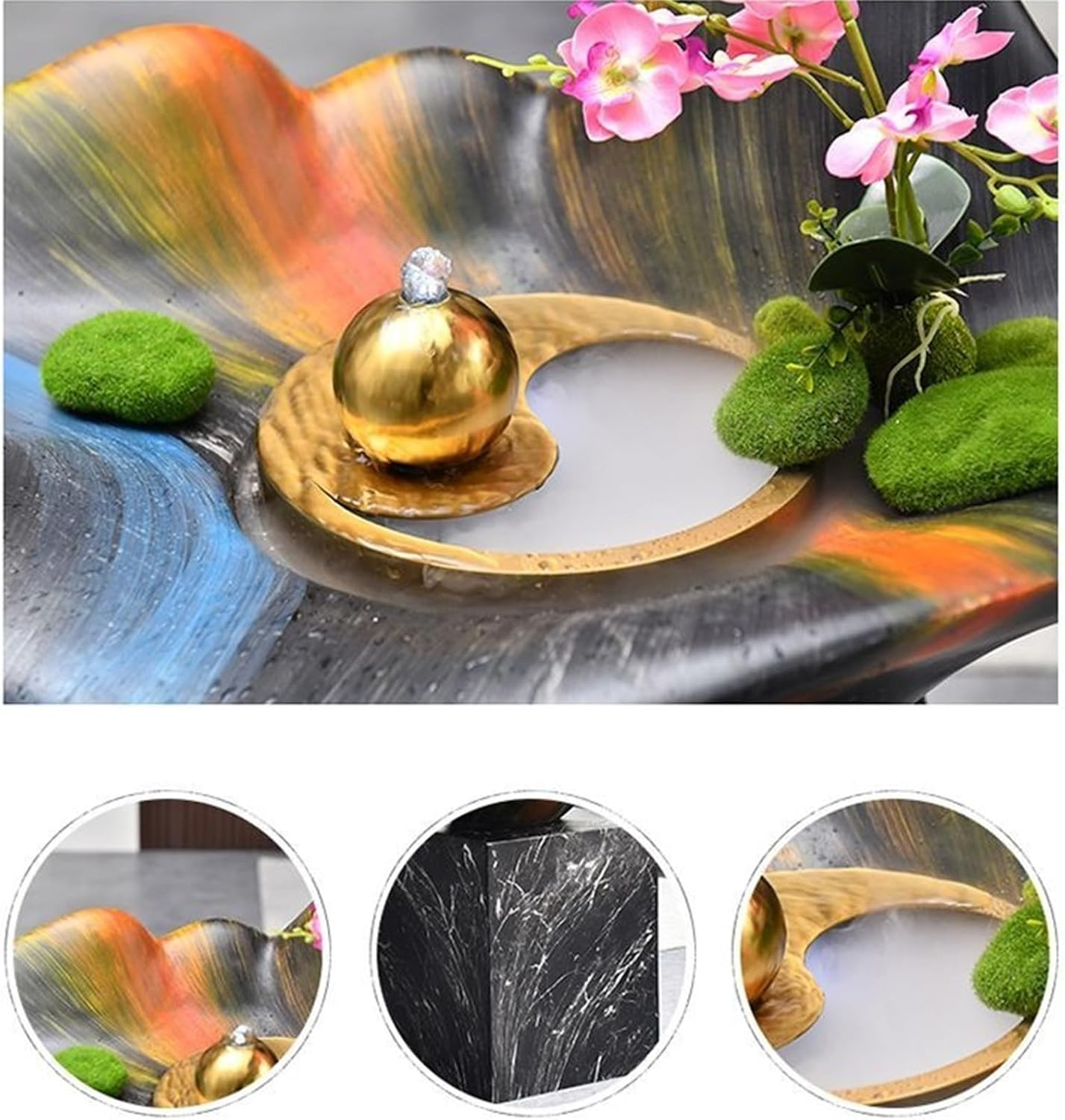 Outdoor Fountain Gate Entrance Water Decoration, Living Room Large Floor Circulating Fountain, Garden Landscape(Black) image number 4