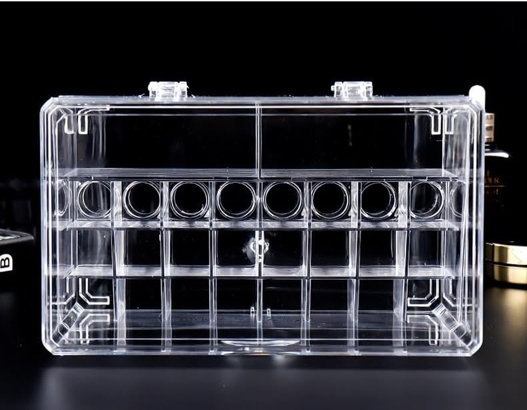 Lipstick Storage Box Organizer, 24 Spaces Clear Acrylic Perfume Storage Holder Beauty Scent Holder, Makeup Lipgloss Lipstick Display Case with Lid (24 Spaces, One Size)