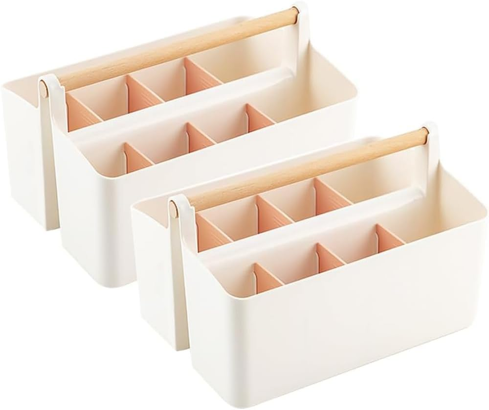 2 Pack Art Caddy Organizer,Large Pen Holder,Pen Storage Box with Handle,Classroom Art Organizers,Diy Divided Basket,For Makeup Art Supplies, Sewing, Colored Pencils image number 3